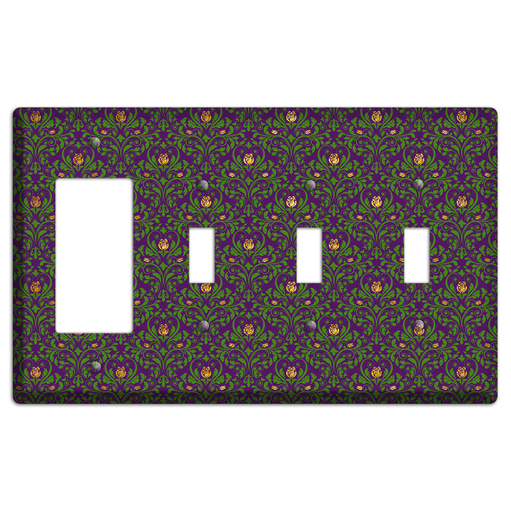 Jester‚Äôs Damask Rocker / 3 Toggle Wallplate