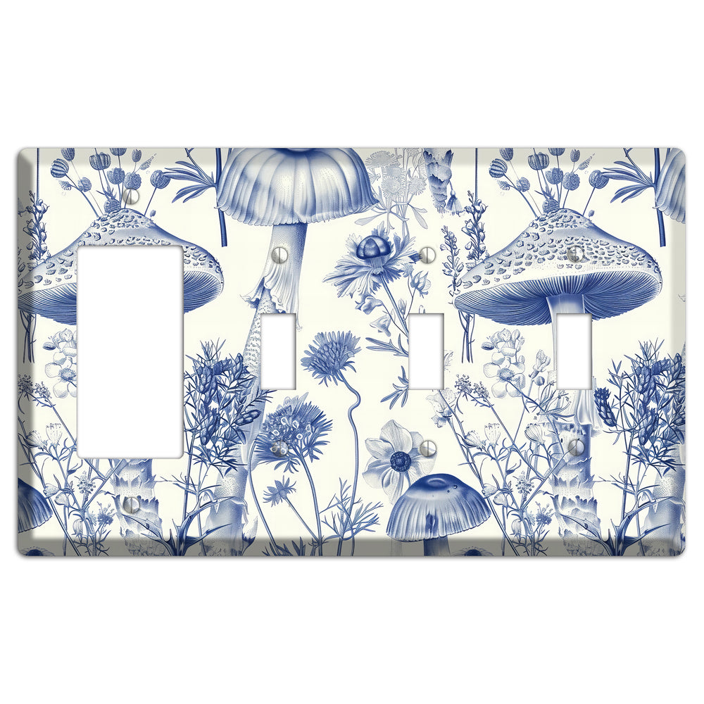 Cobalt Spore Garden Rocker / 3 Toggle Wallplate