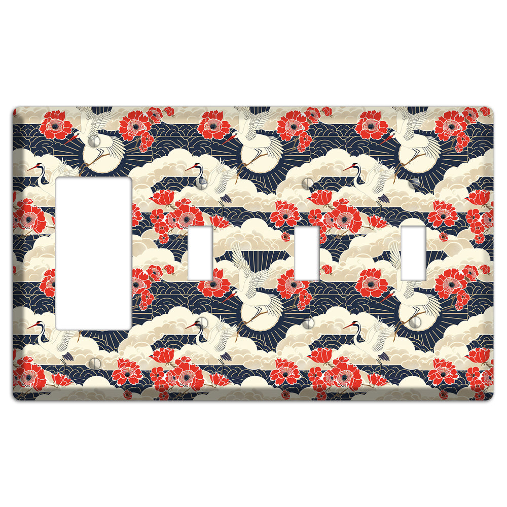 Crimson Peony Ascent Rocker / 3 Toggle Wallplate
