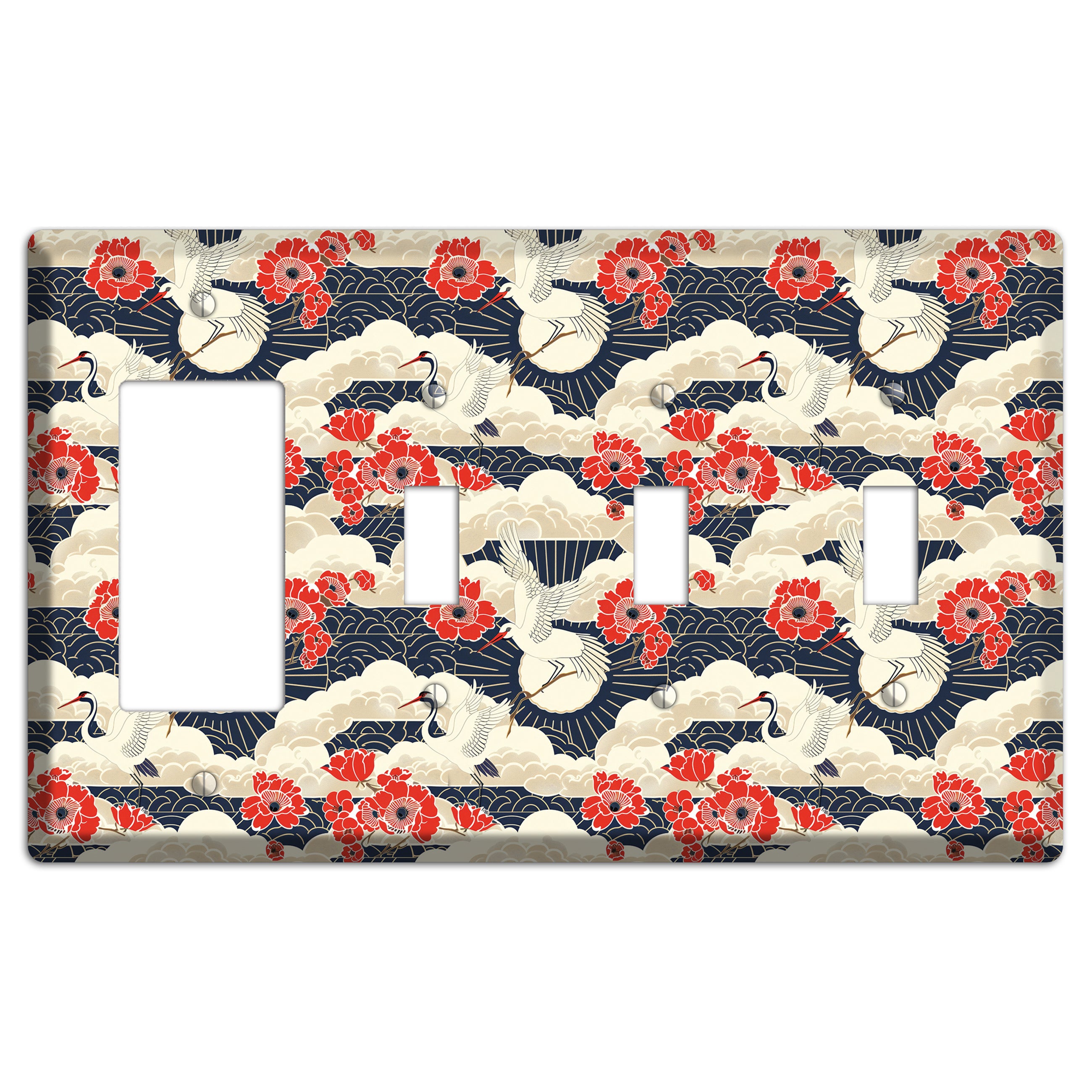 Crimson Peony Ascent Rocker / 3 Toggle Wallplate