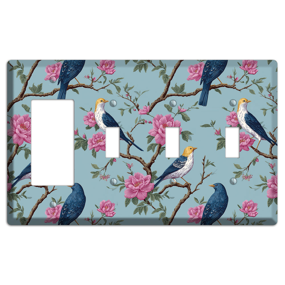 Blossom & Wing Rocker / 3 Toggle Wallplate