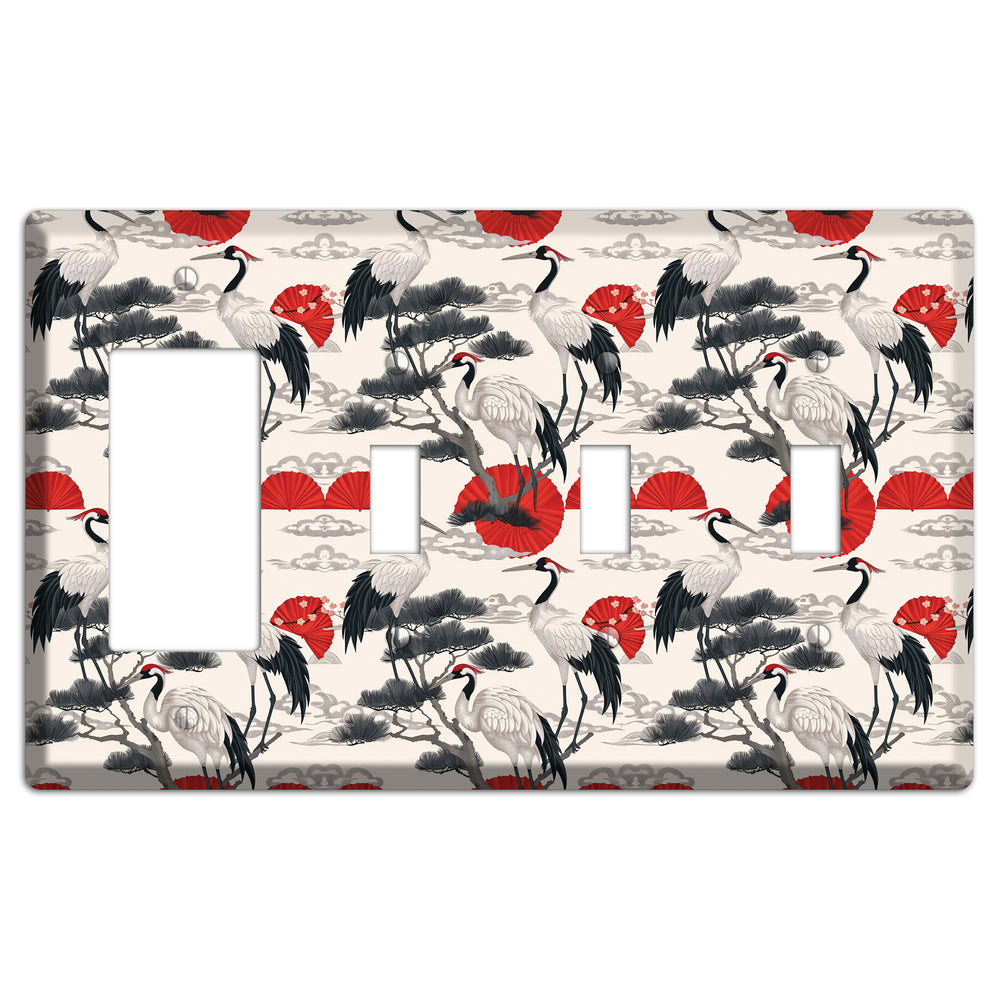 Crimson Fan & Pine Rocker / 3 Toggle Wallplate