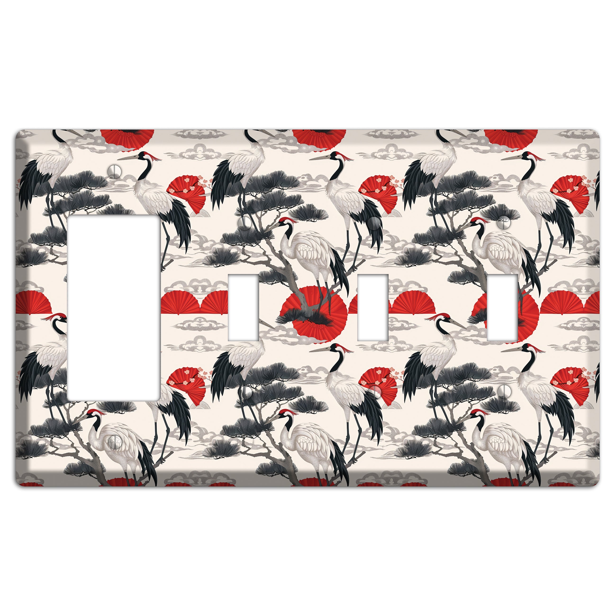 Crimson Fan & Pine Rocker / 3 Toggle Wallplate