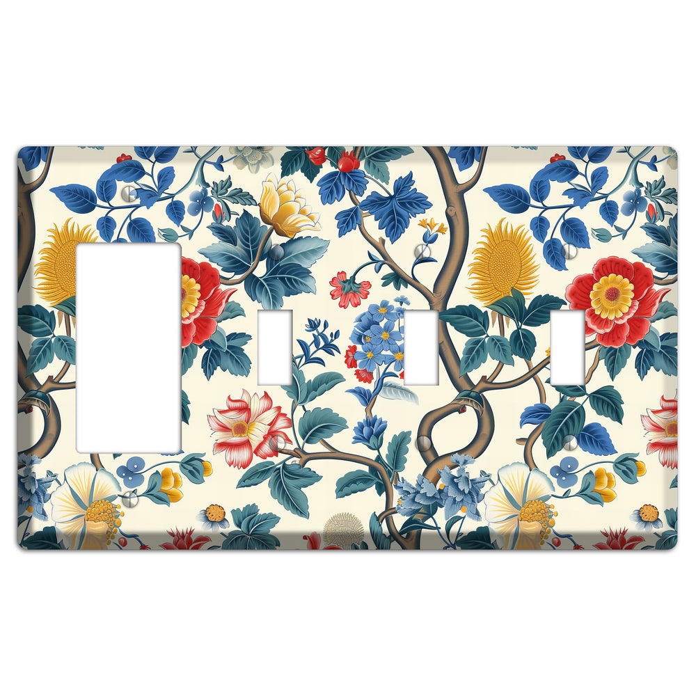 Tangled Bloom Tapestry Rocker / 3 Toggle Wallplate