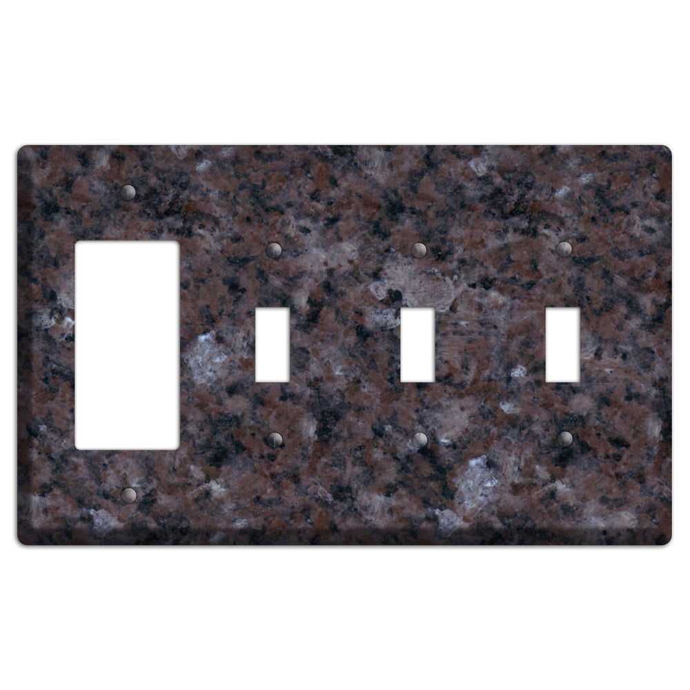 Tan Brown Granite Rocker / 3 Toggle Wallplate