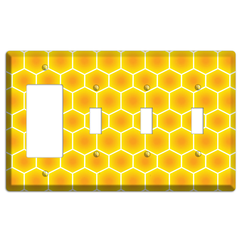 Liquid Gold Grid Rocker / 3 Toggle Wallplate