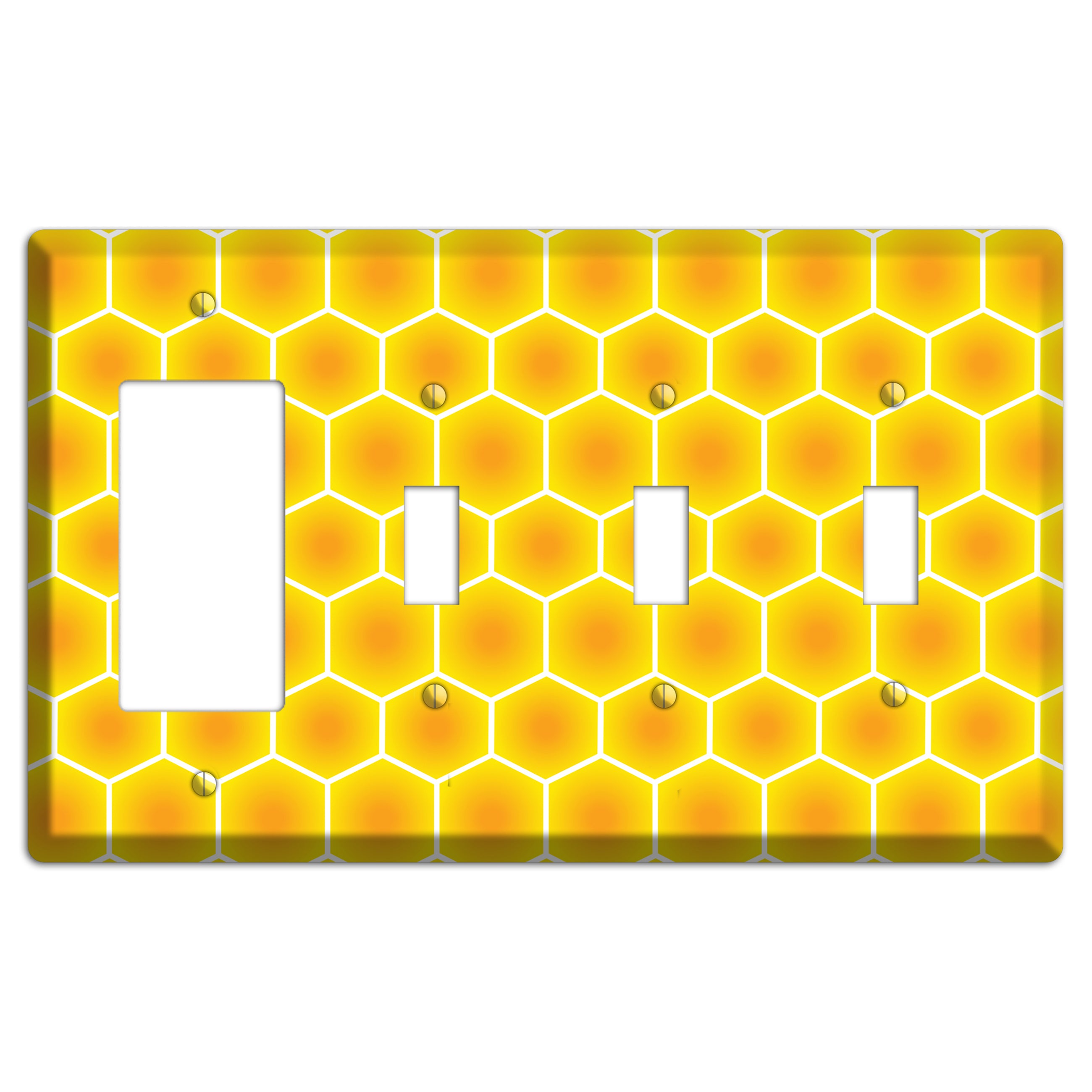 Liquid Gold Grid Rocker / 3 Toggle Wallplate