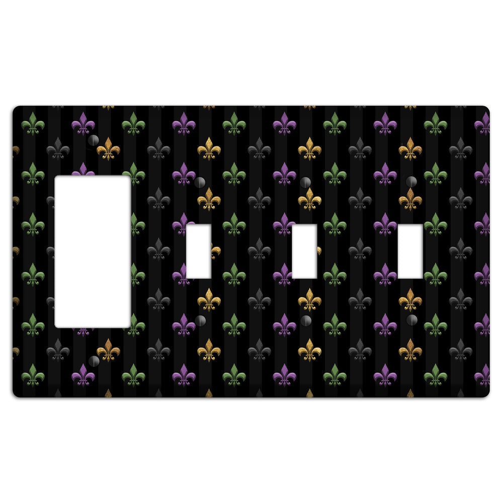 Midnight Fleur Rocker / 3 Toggle Wallplate
