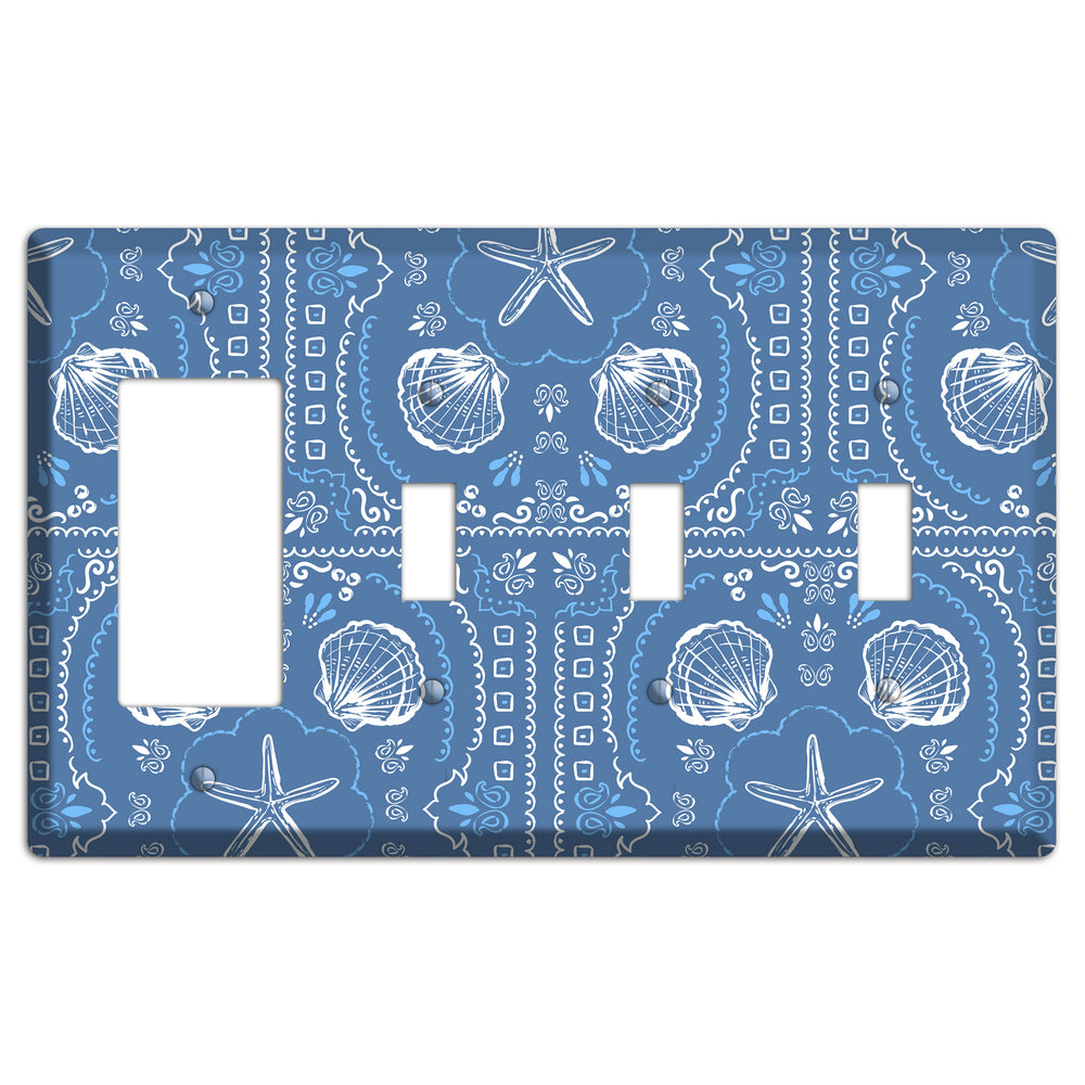 Cerulean Bandana Shore Rocker / 3 Toggle Wallplate