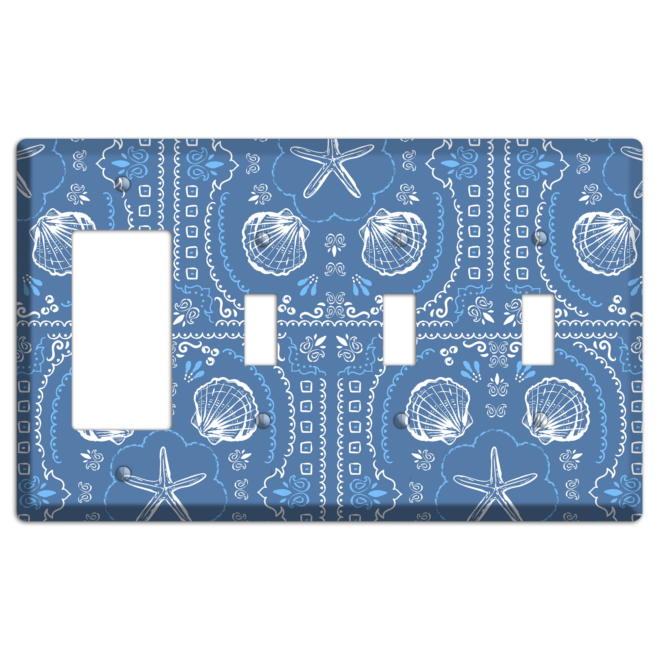 Cerulean Bandana Shore Rocker / 3 Toggle Wallplate