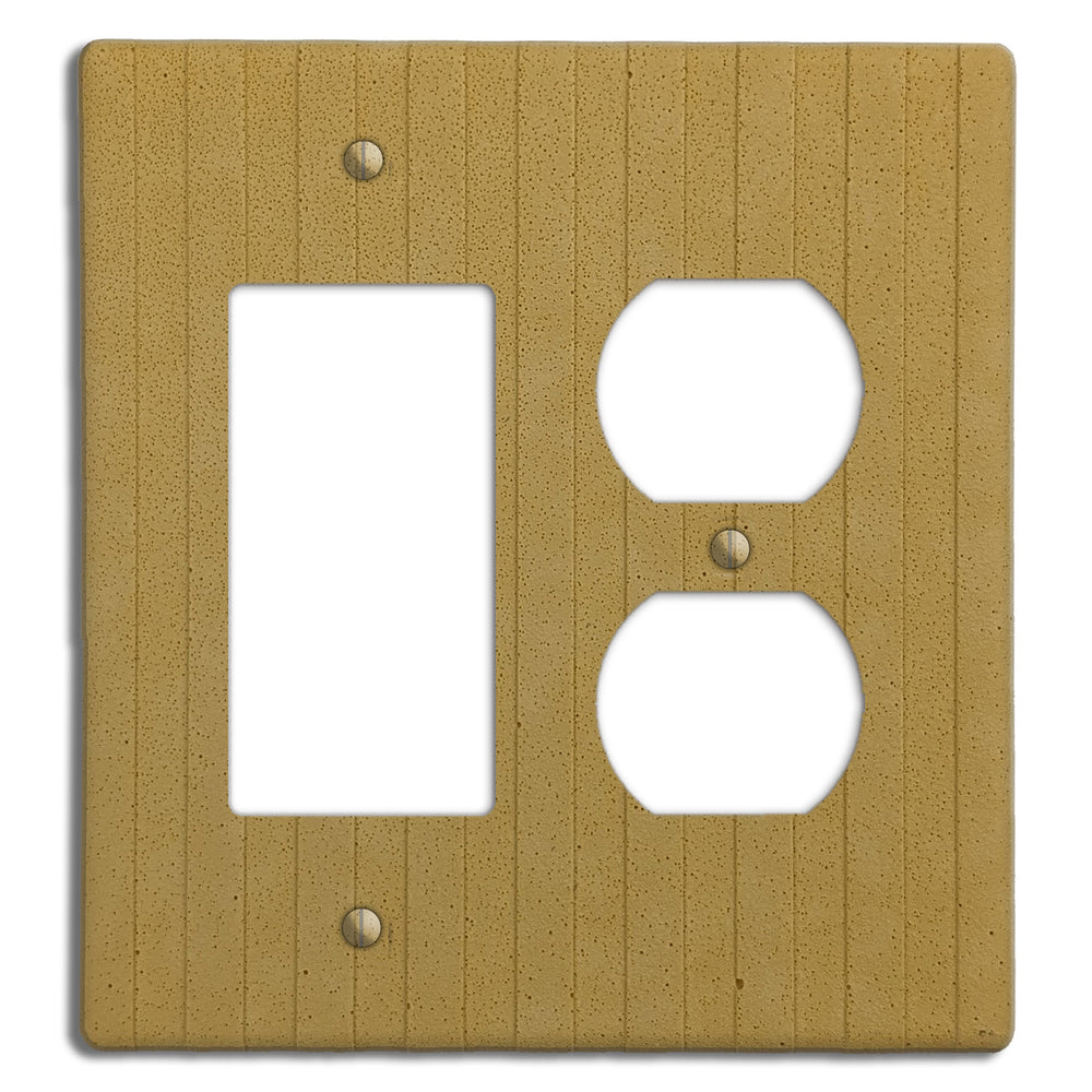 Saffron Yellow Boho Stripes Rocker / Duplex Outlet Cover Plate