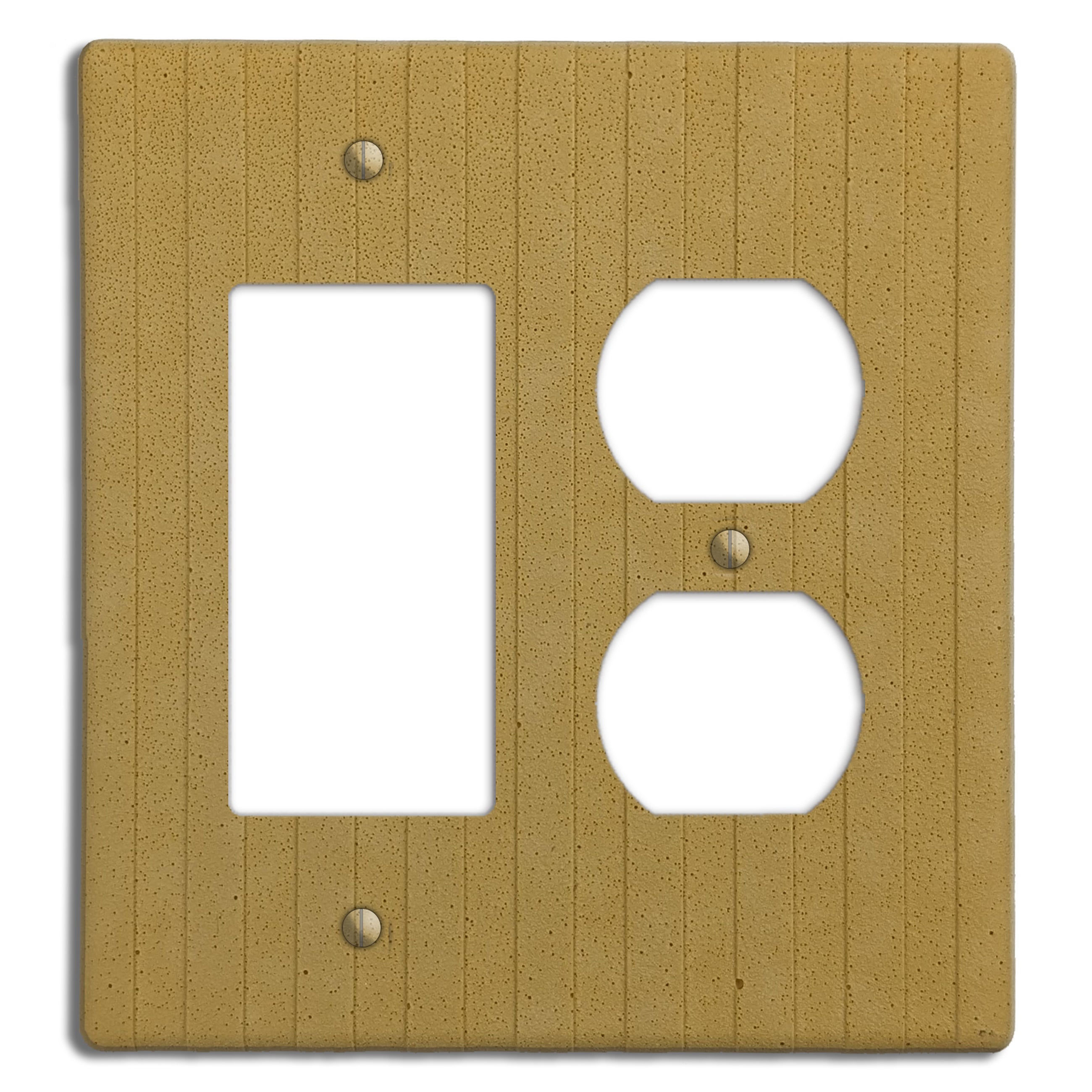 Saffron Yellow Boho Stripes Rocker / Duplex Outlet Cover Plate