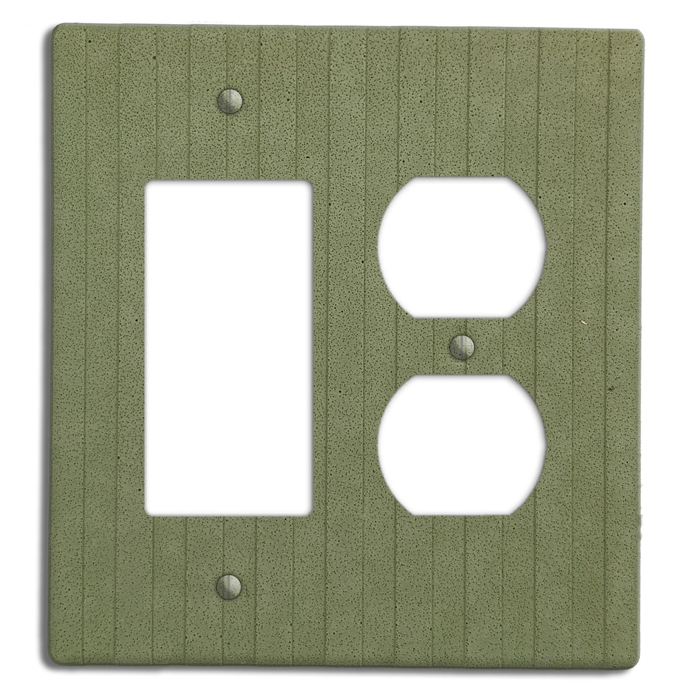 Sage Green Boho Stripes Rocker / Duplex Outlet Cover Plate