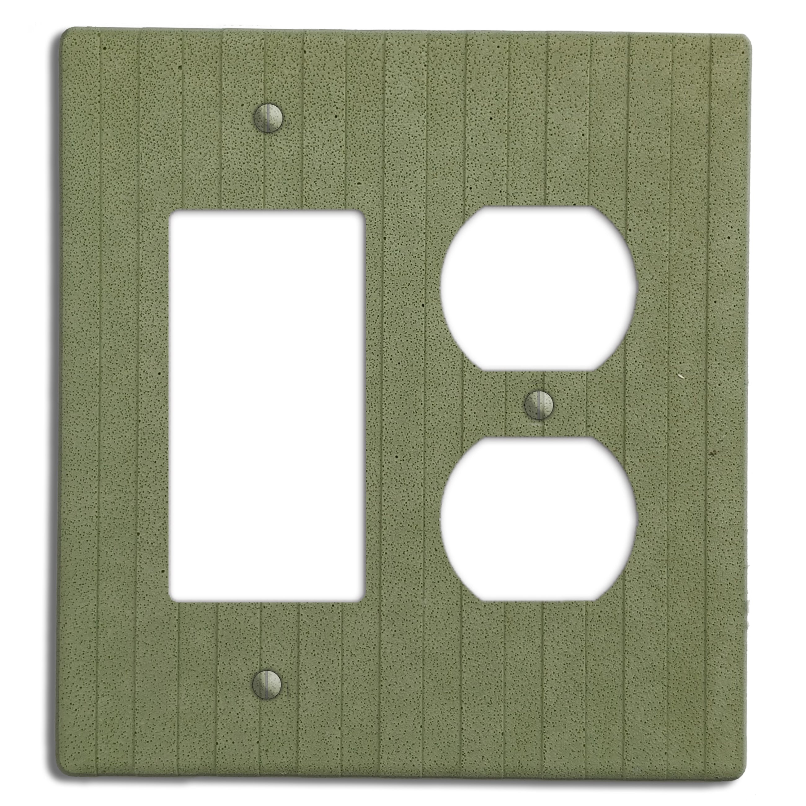 Sage Green Boho Stripes Rocker / Duplex Outlet Cover Plate