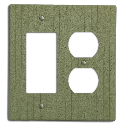 Sage Green Boho Stripes Rocker / Duplex Outlet Cover Plate