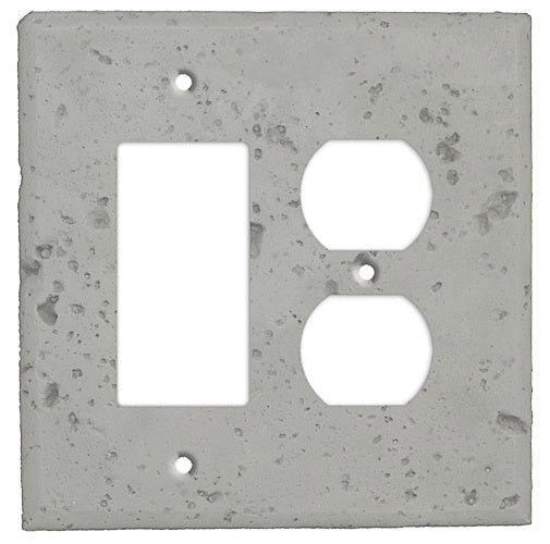 Gray Stone Rocker / Duplex Outlet Cover Plate