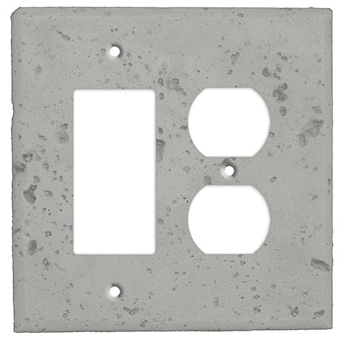 Gray Stone Rocker / Duplex Outlet Cover Plate