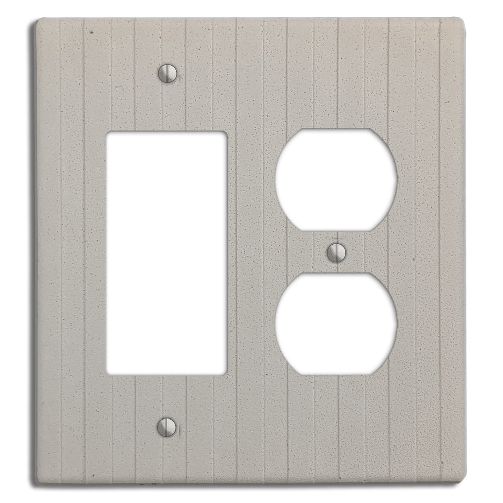 White Boho Stripes Rocker / Duplex Outlet Cover Plate