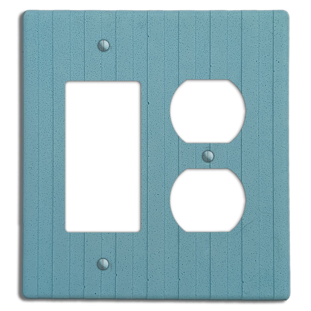 Caribbean Blue Boho Stripes Rocker / Duplex Outlet Cover Plate