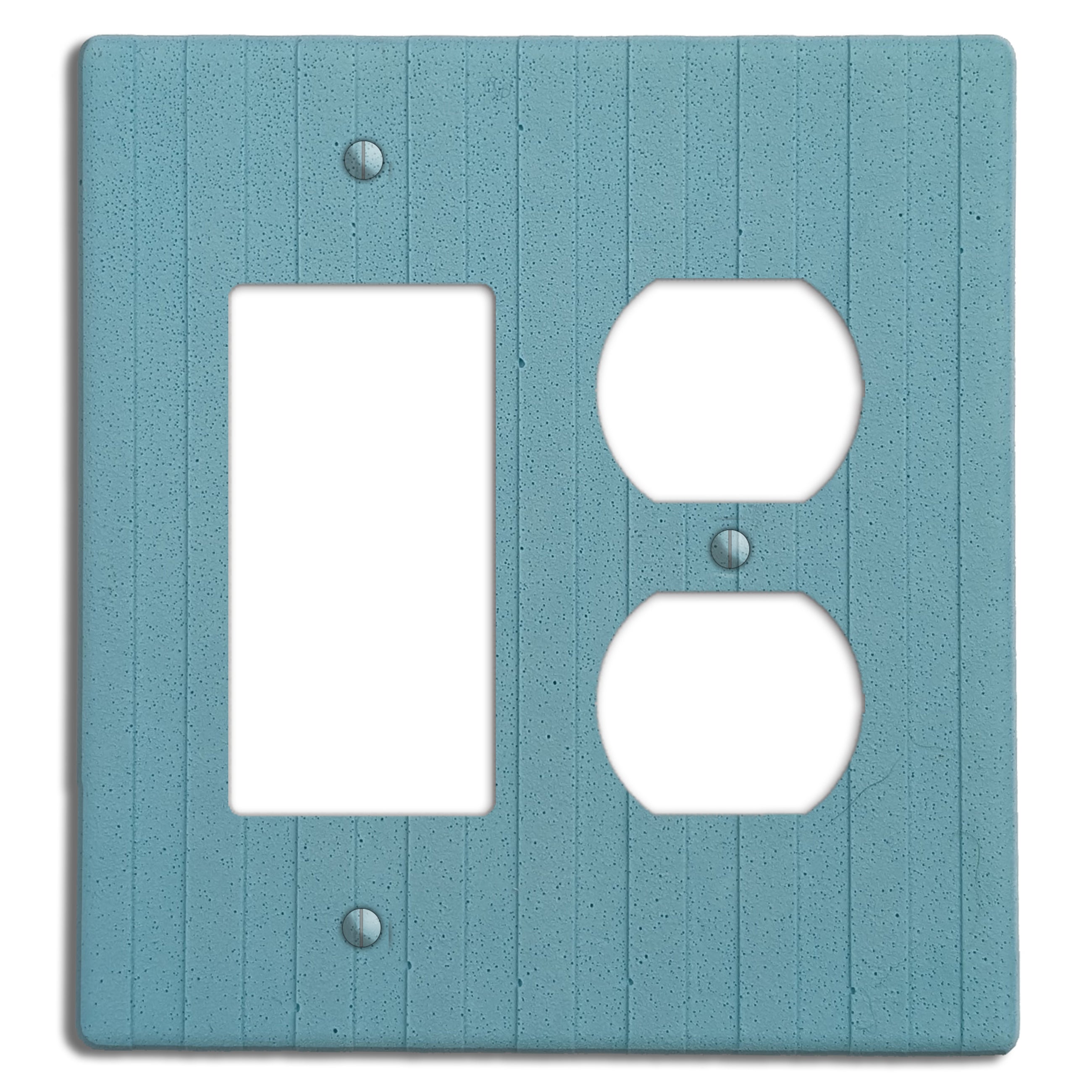 Caribbean Blue Boho Stripes Rocker / Duplex Outlet Cover Plate