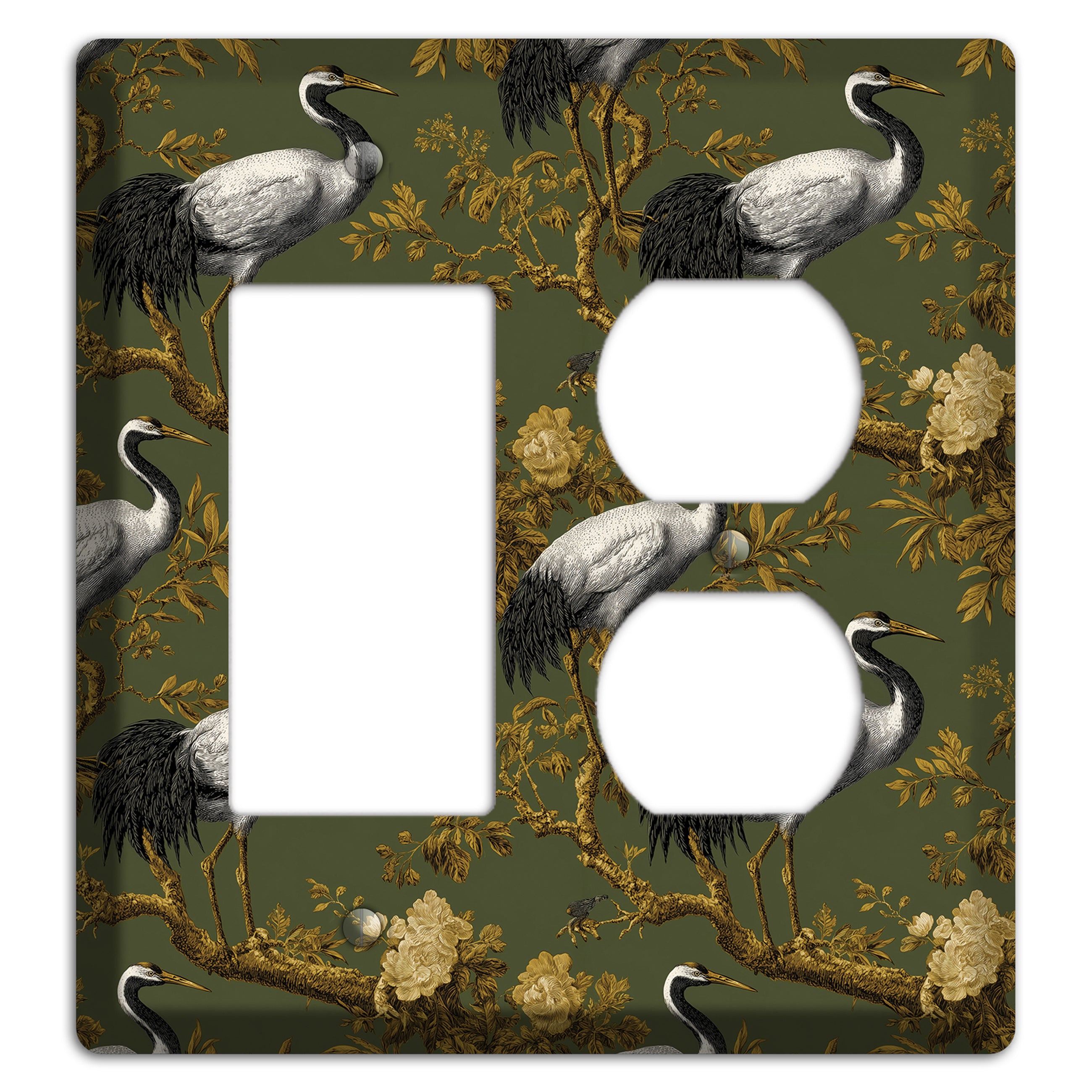 Olive Toile Sanctuary Rocker / Duplex Wallplate