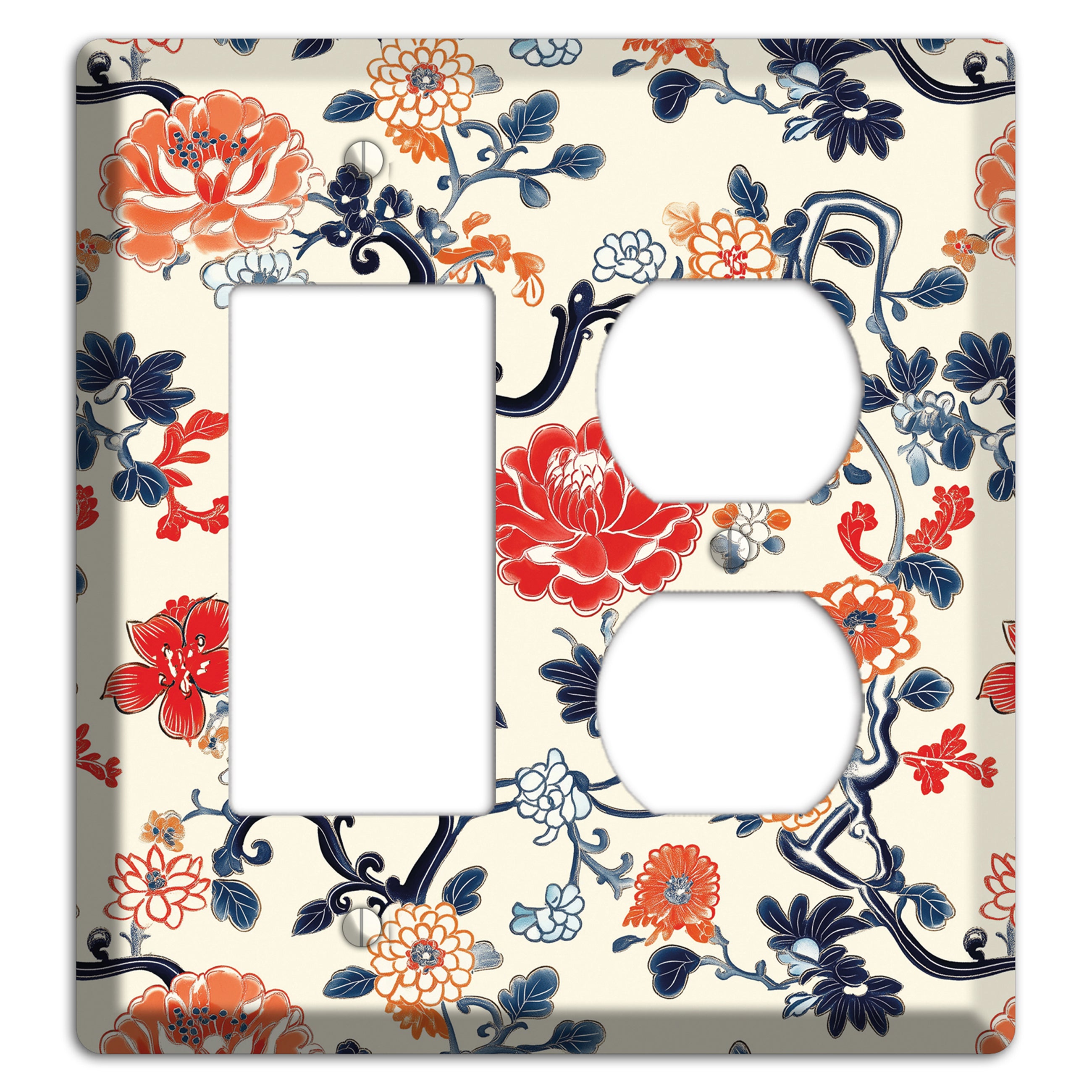 Crimson Garden Scroll Rocker / Duplex Wallplate