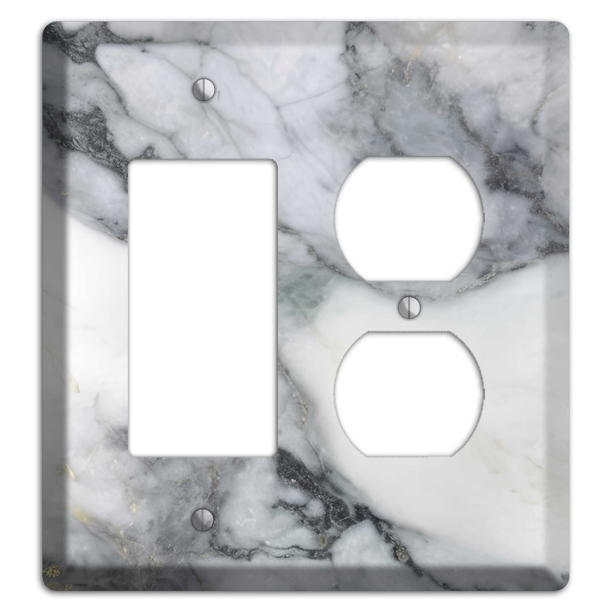 White and Grey Marble Rocker / Duplex Wallplate