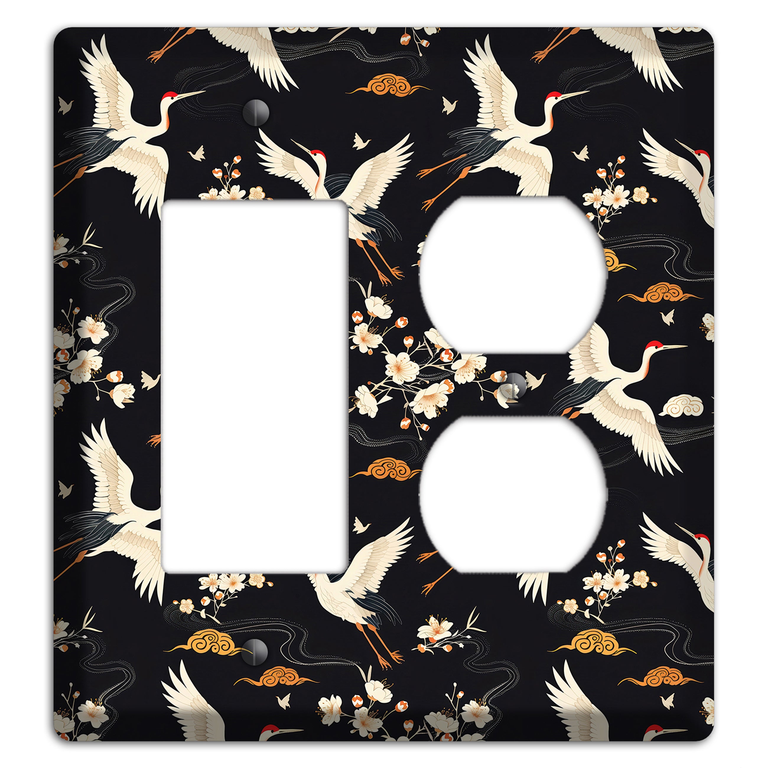 Obsidian Crane Nocturne Rocker / Duplex Wallplate