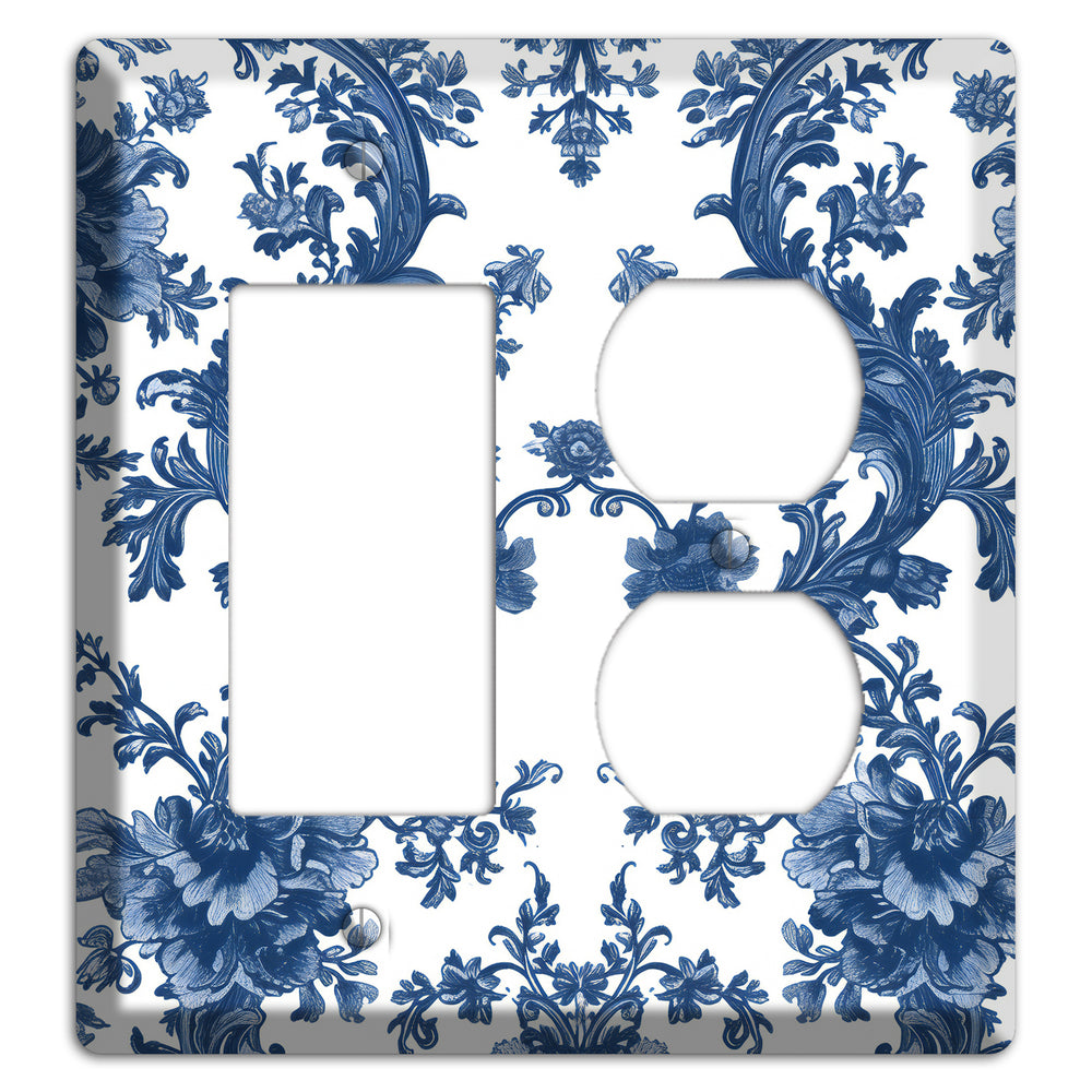 Cobalt Garden Damask Rocker / Duplex Wallplate