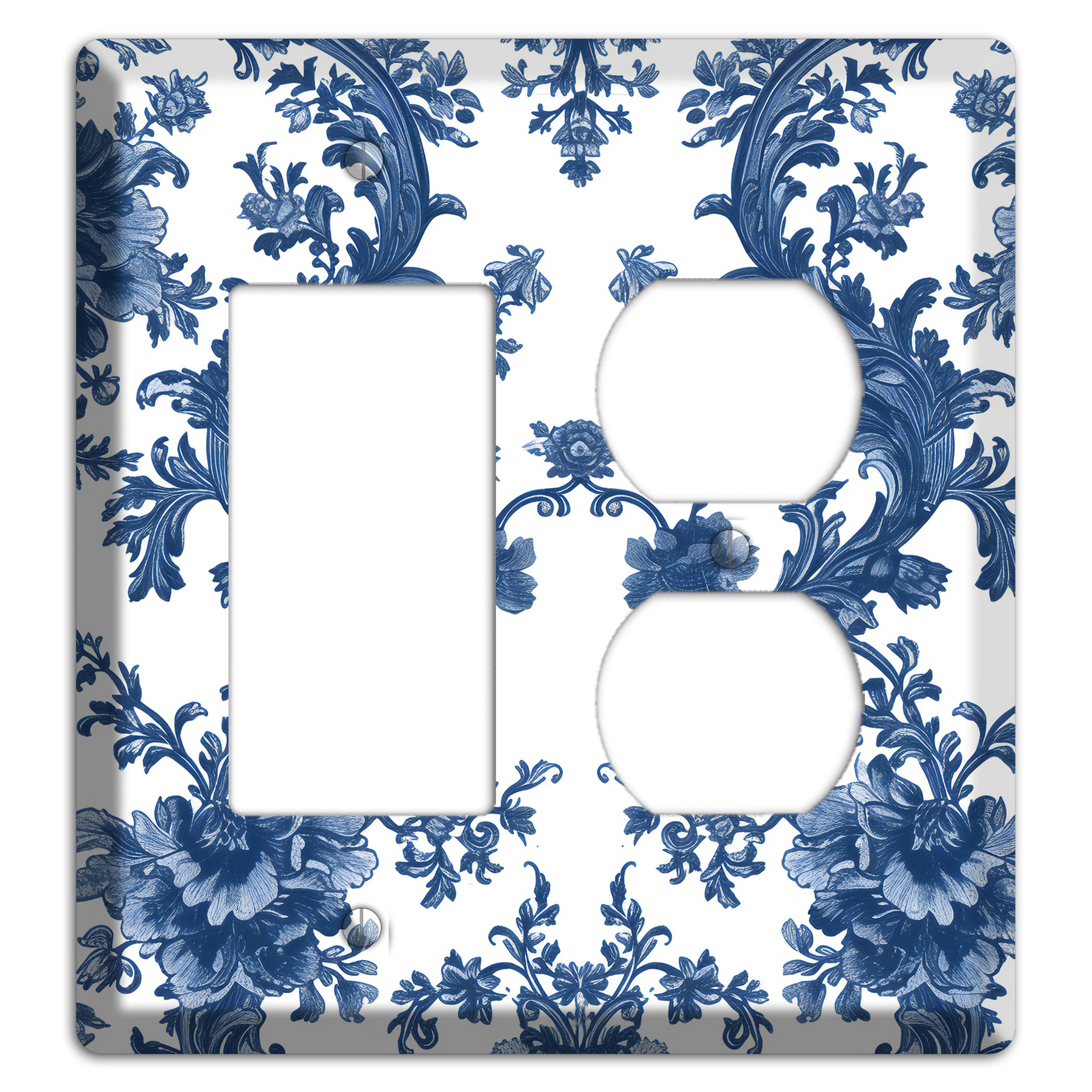 Cobalt Garden Damask Rocker / Duplex Wallplate