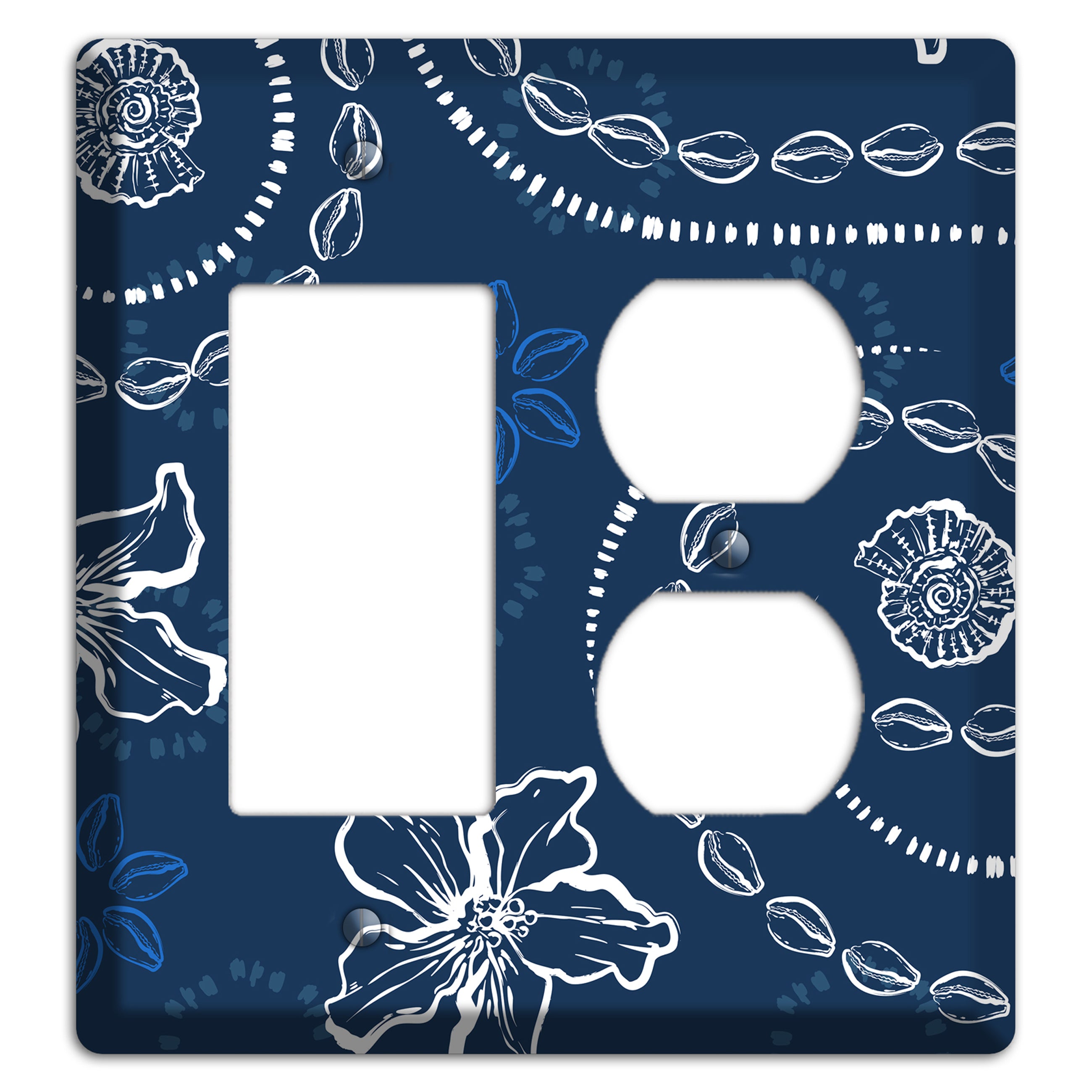 Indigo Cowrie Spiral Rocker / Duplex Wallplate