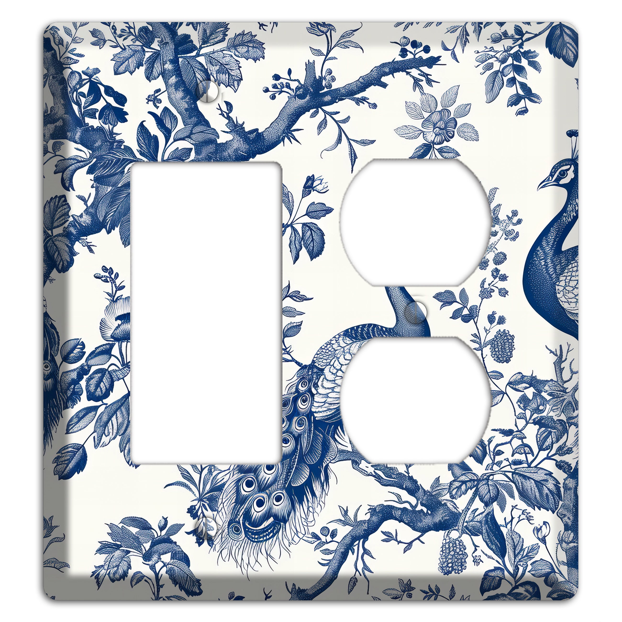 Peacock & Branch Rocker / Duplex Wallplate