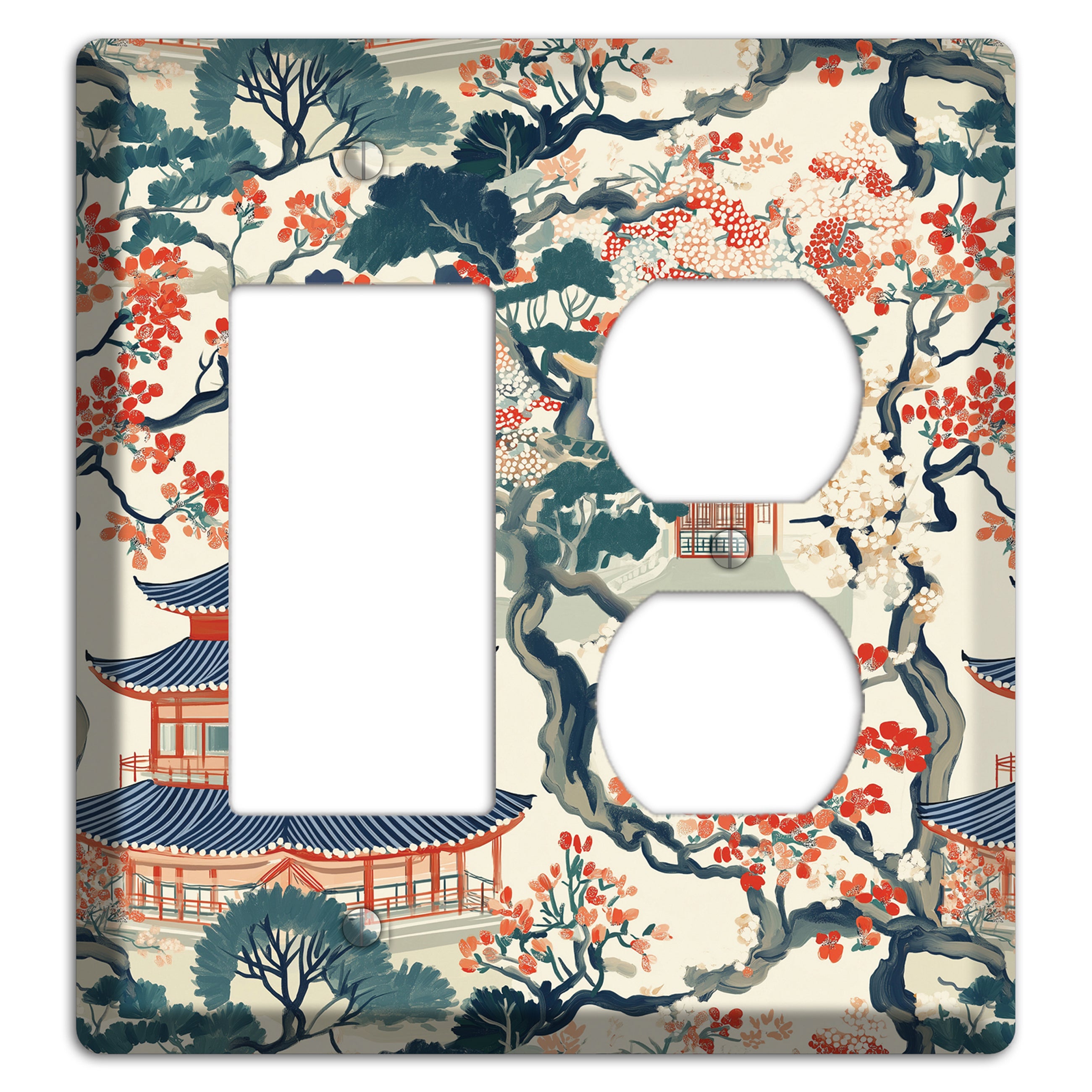 Blossom & Pagoda Rocker / Duplex Wallplate