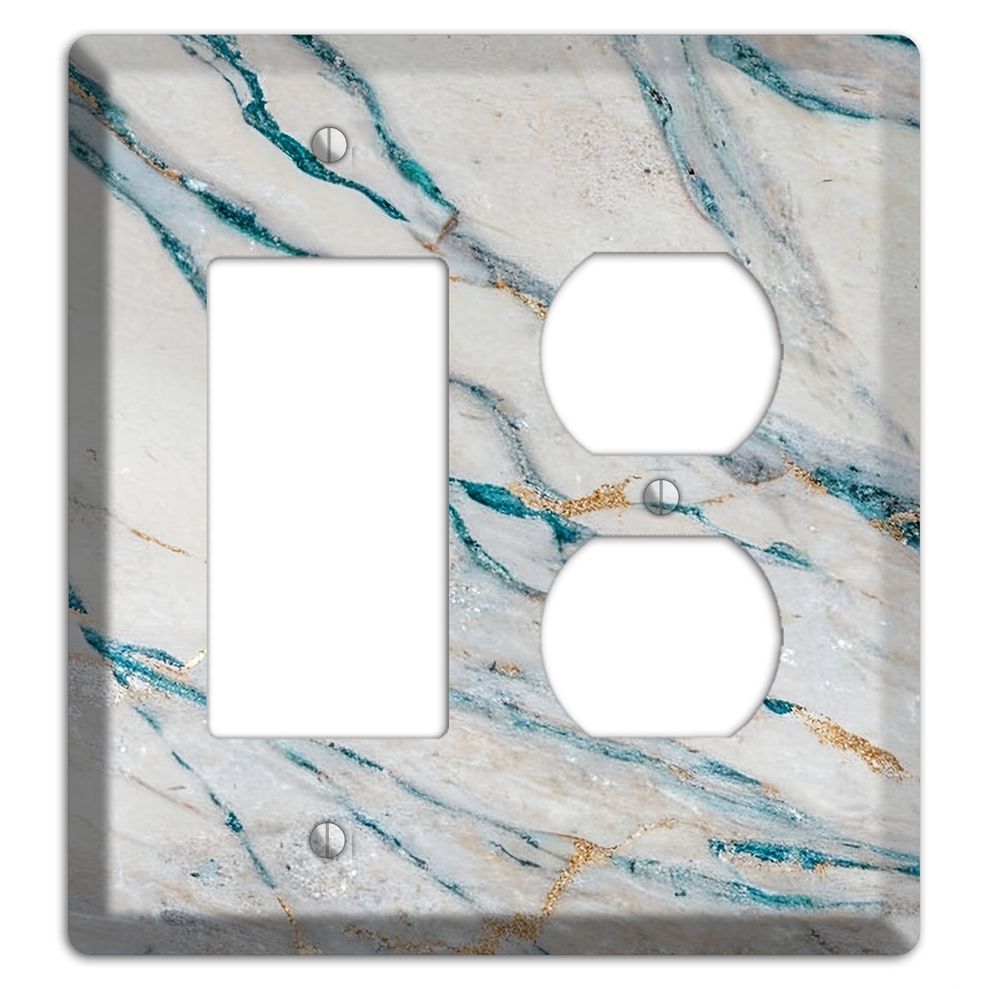 Bondi Blue Marble Rocker / Duplex Wallplate
