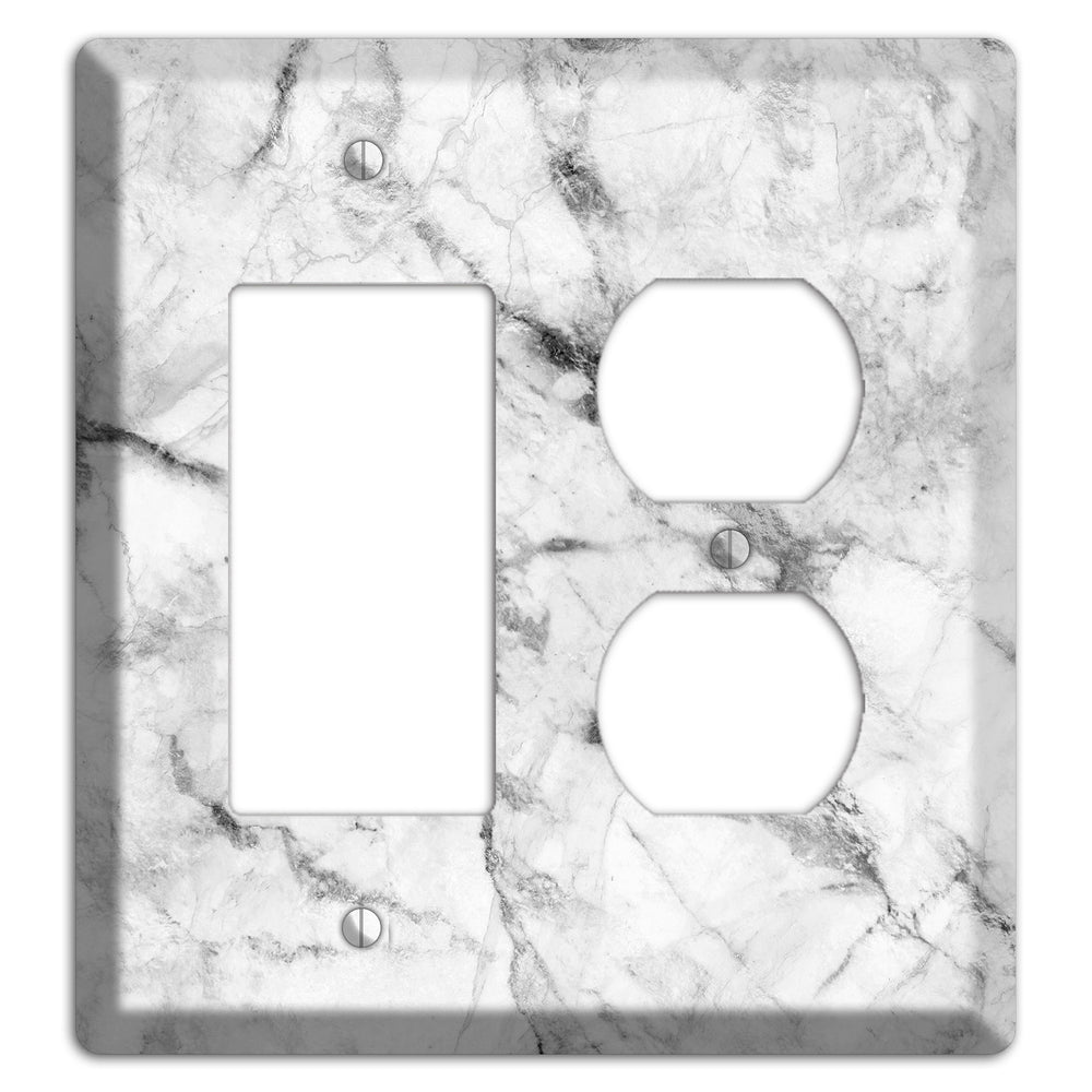 White and Gray Marble Rocker / Duplex Wallplate
