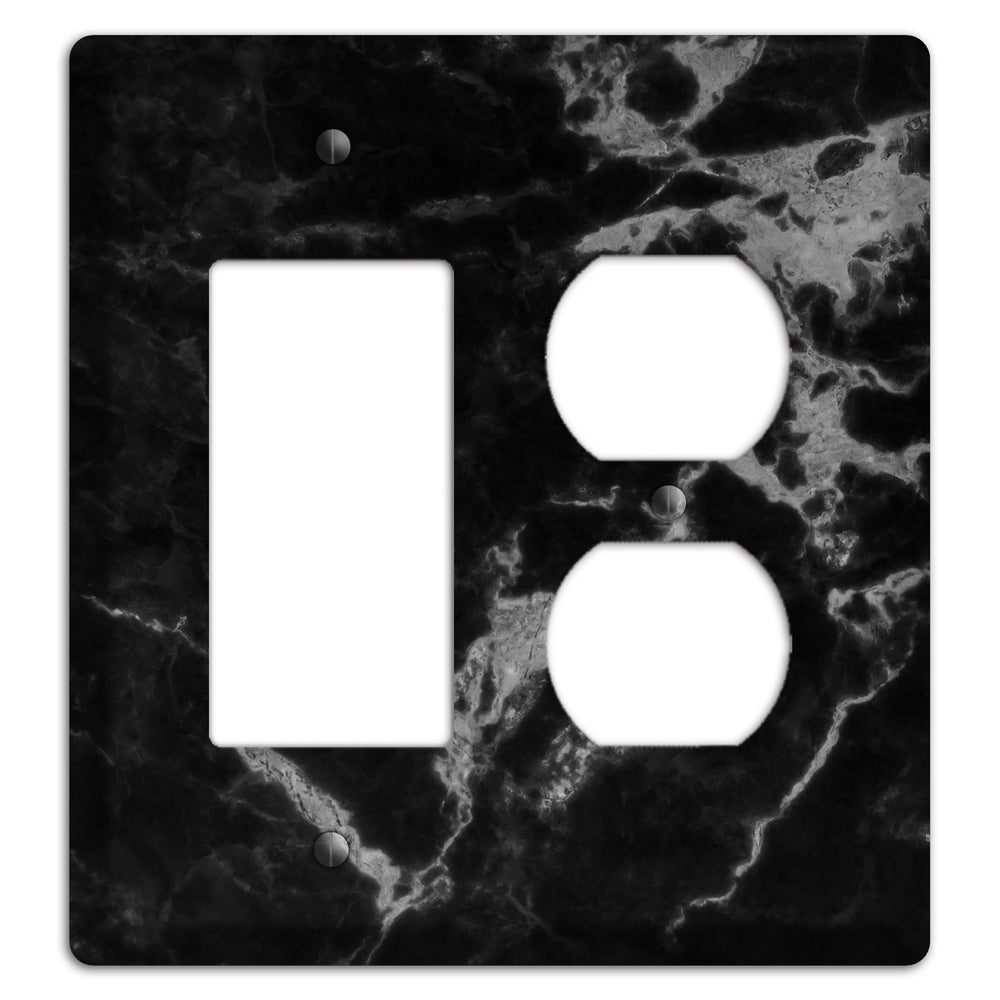 Black and Silver Marble Rocker / Duplex Wallplate