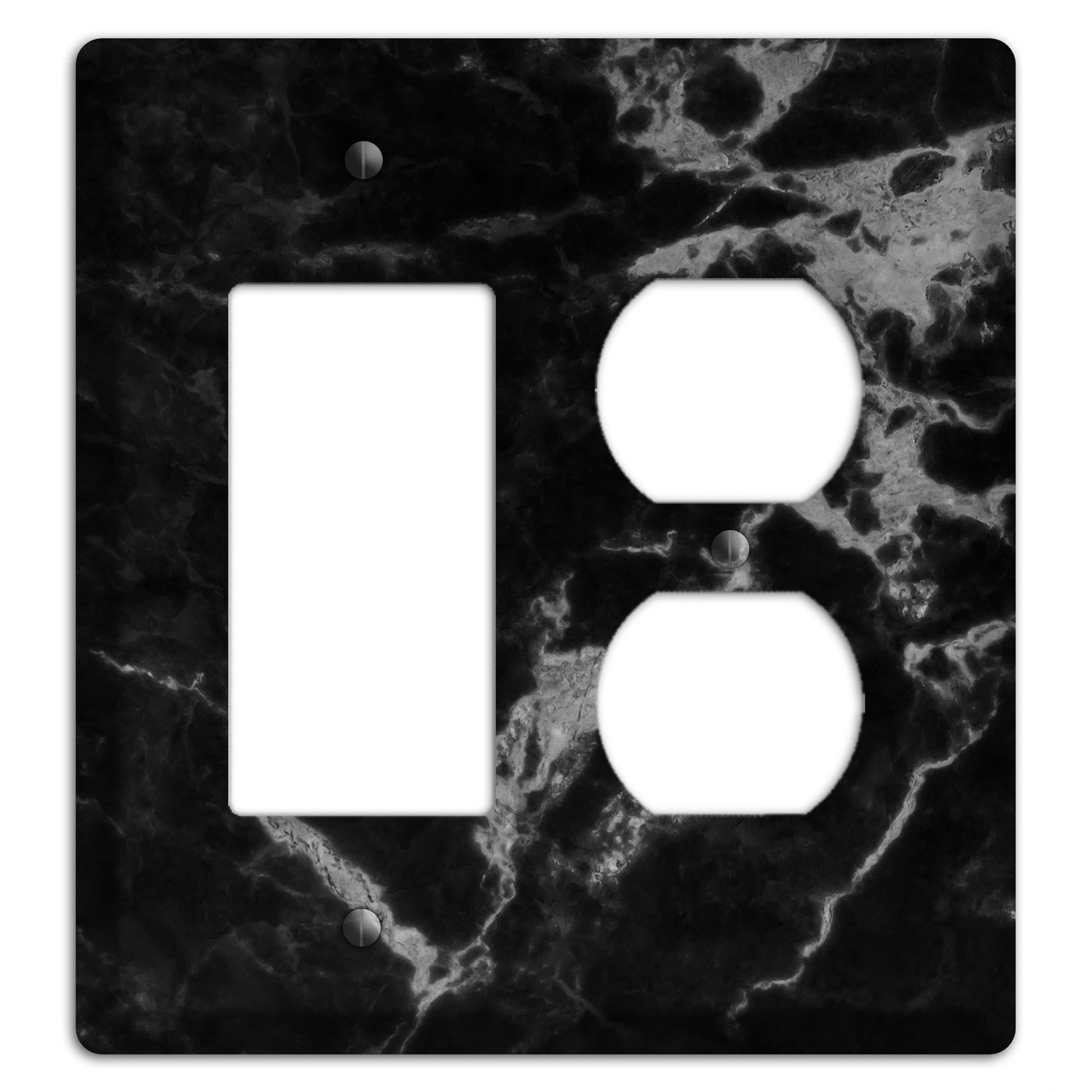 Black and Silver Marble Rocker / Duplex Wallplate