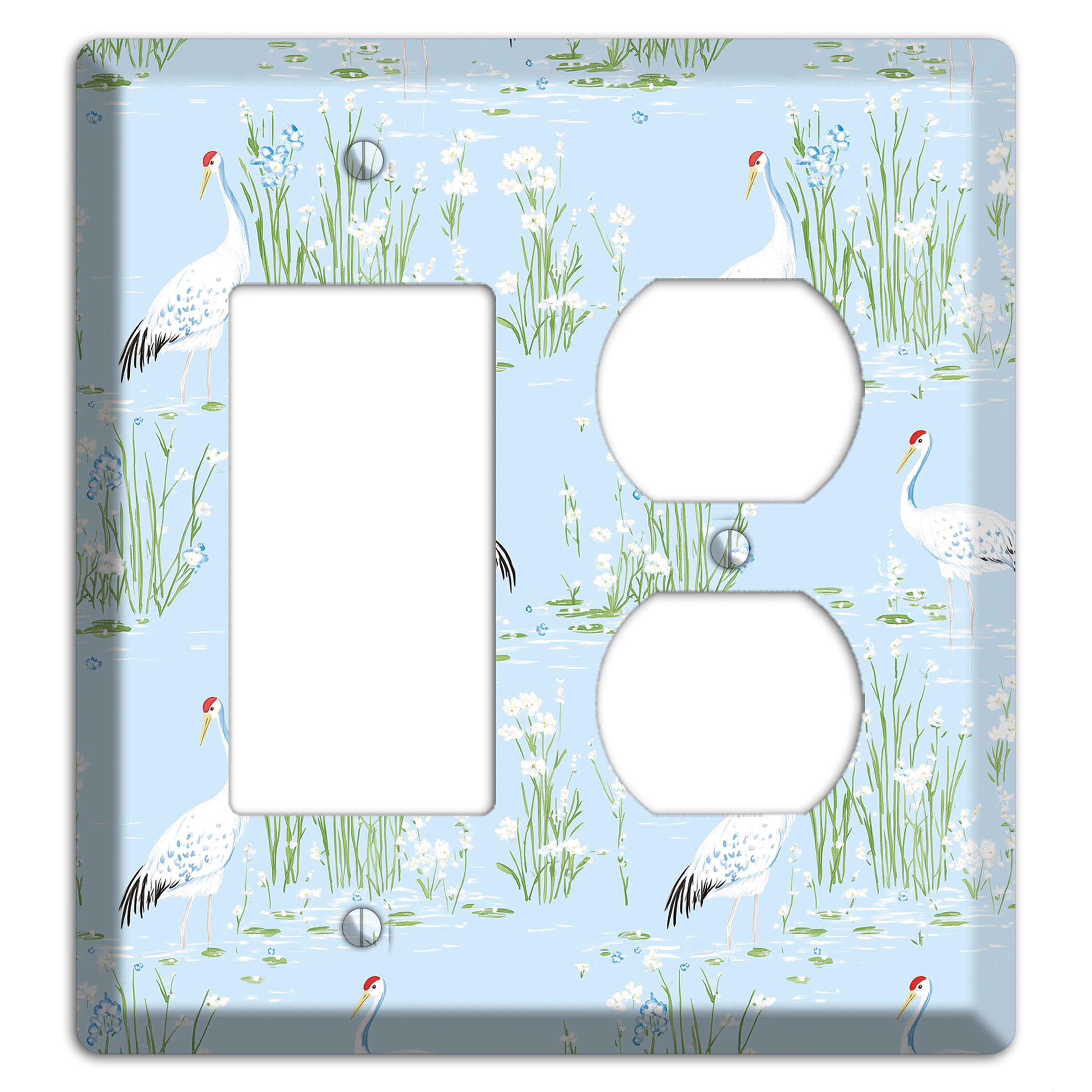 Azure Crane Sanctuary Rocker / Duplex Wallplate