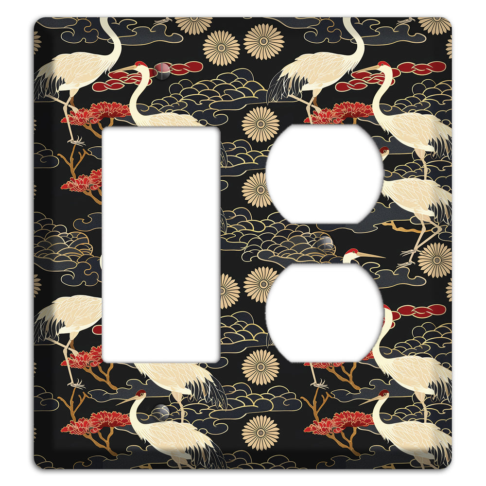 Obsidian Crane Procession Rocker / Duplex Wallplate