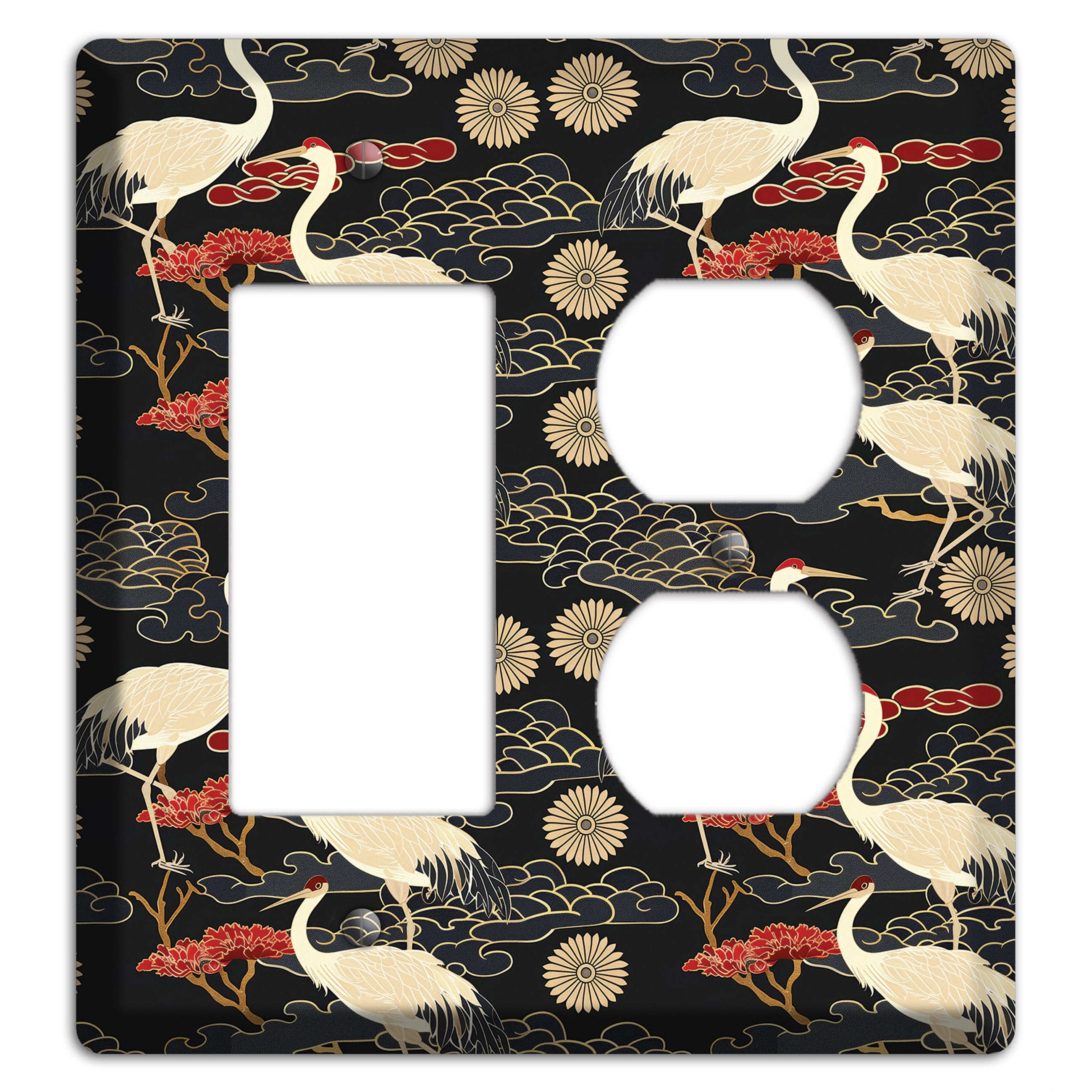 Obsidian Crane Procession Rocker / Duplex Wallplate