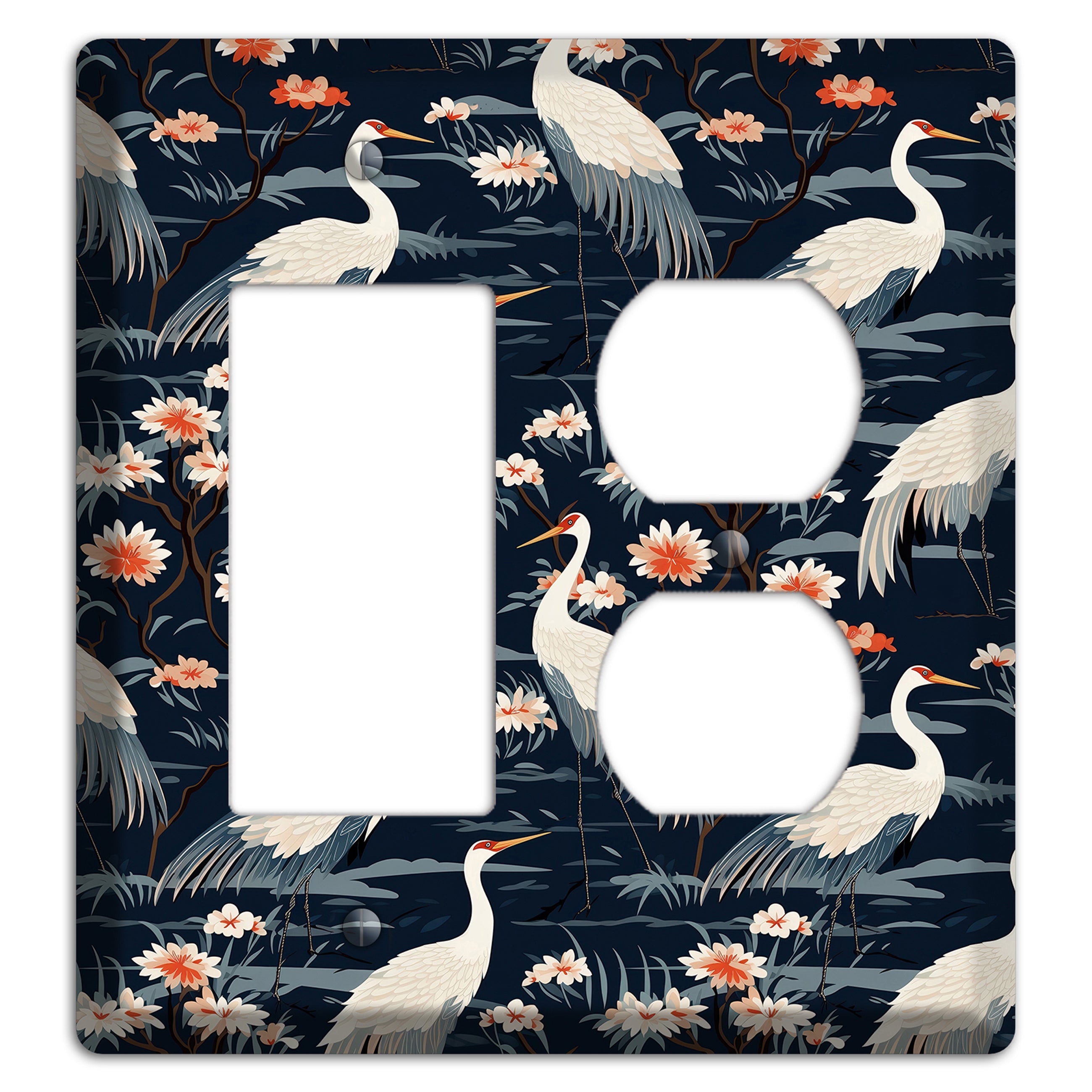 Navy Heron Nocturne Rocker / Duplex Wallplate