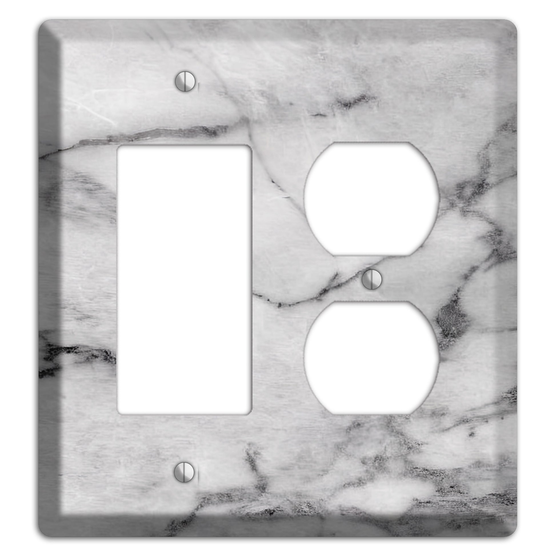 Gray and White Marble Rocker / Duplex Wallplate