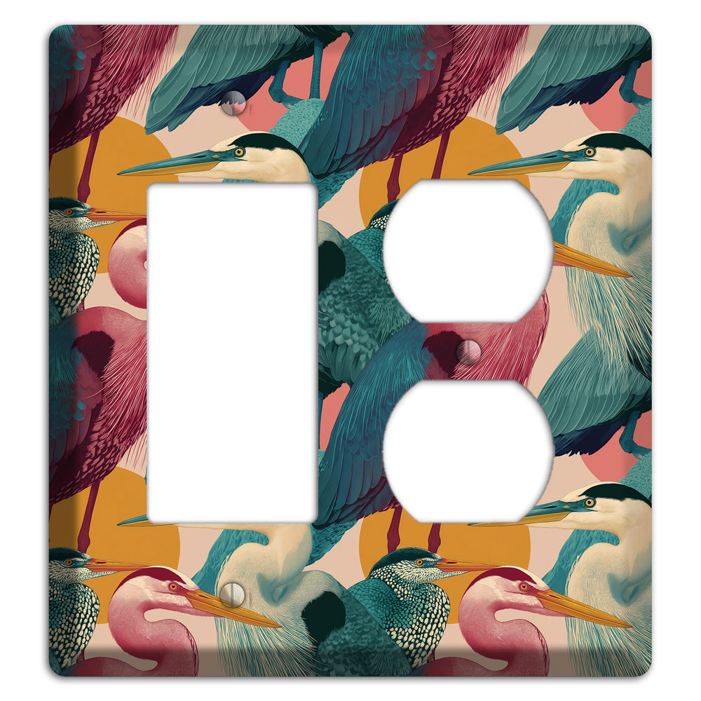 Teal Heron Mosaic Rocker / Duplex Wallplate