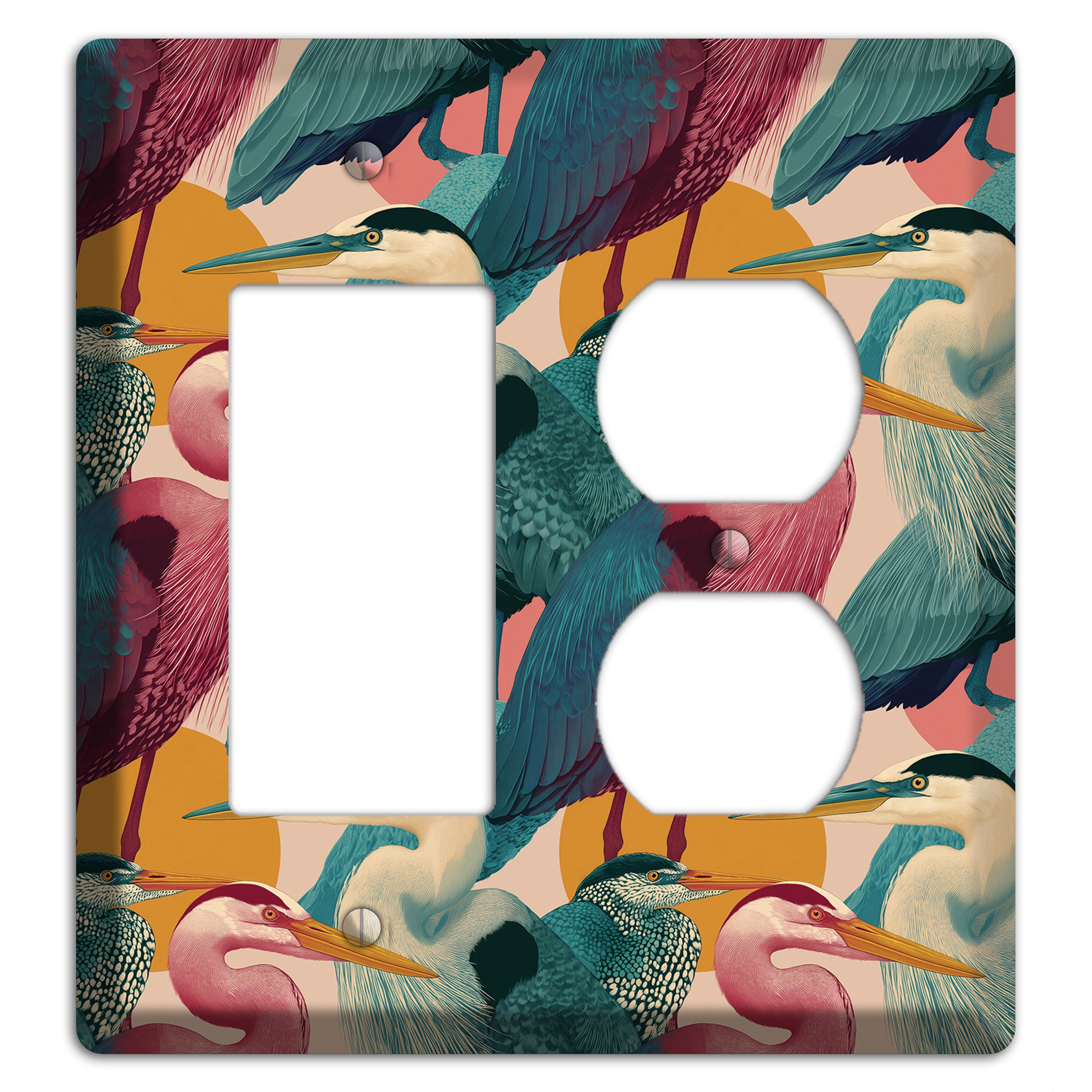 Teal Heron Mosaic Rocker / Duplex Wallplate