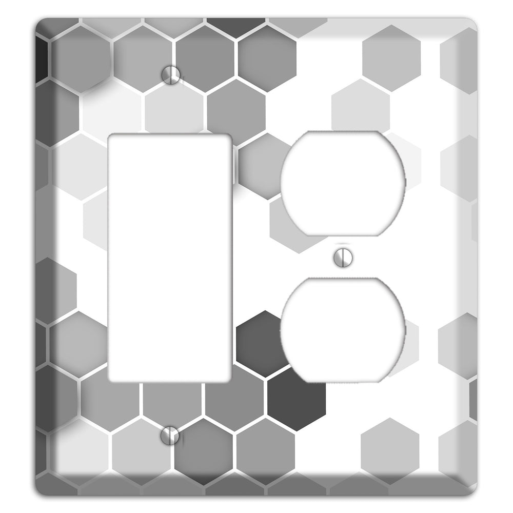 Monochrome Hexagon Tiling Rocker / Duplex Wallplate