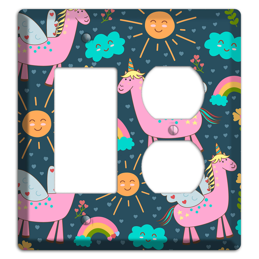 Magic Meadow (Navy) Rocker / Duplex Wallplate
