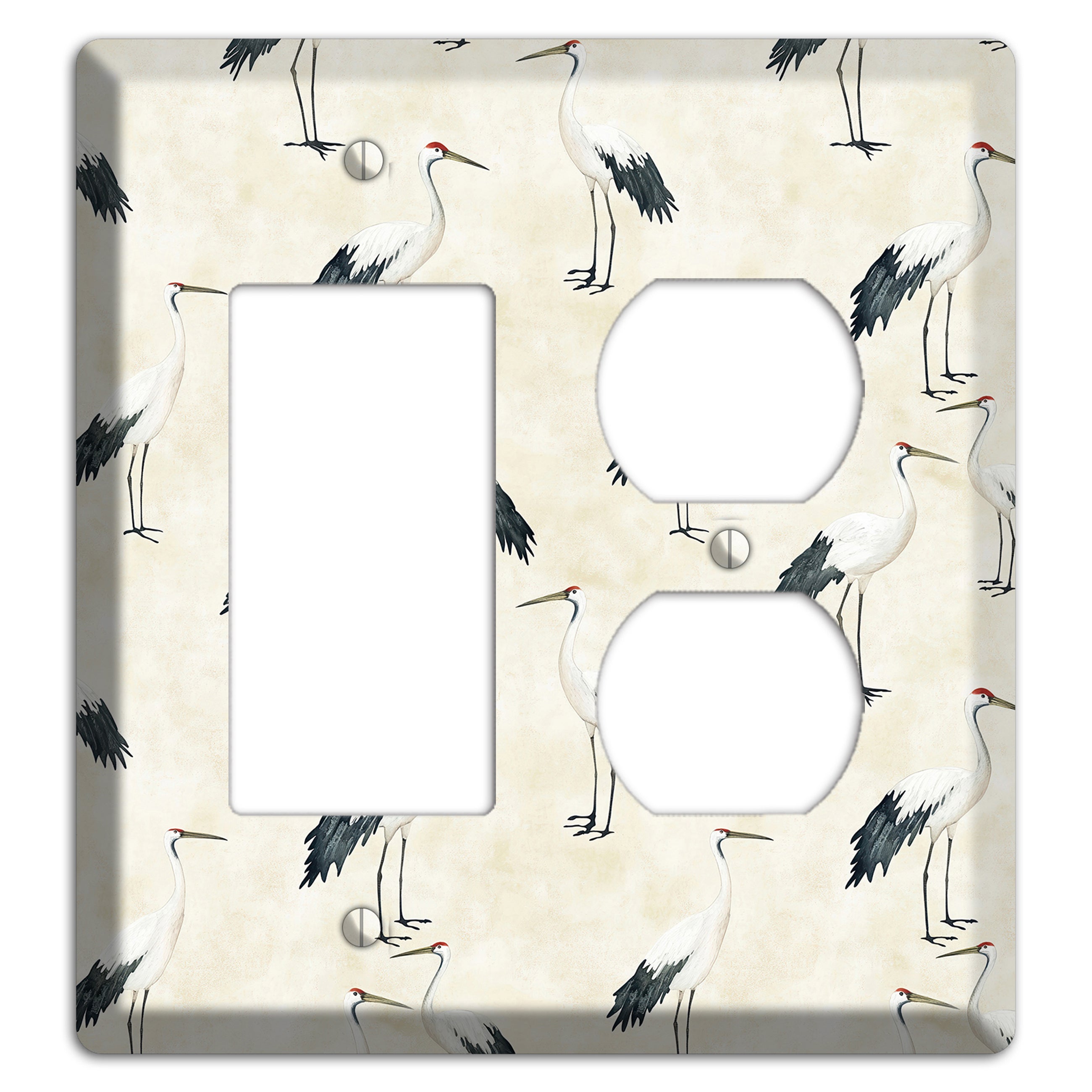 Pearl Crane Garden Rocker / Duplex Wallplate