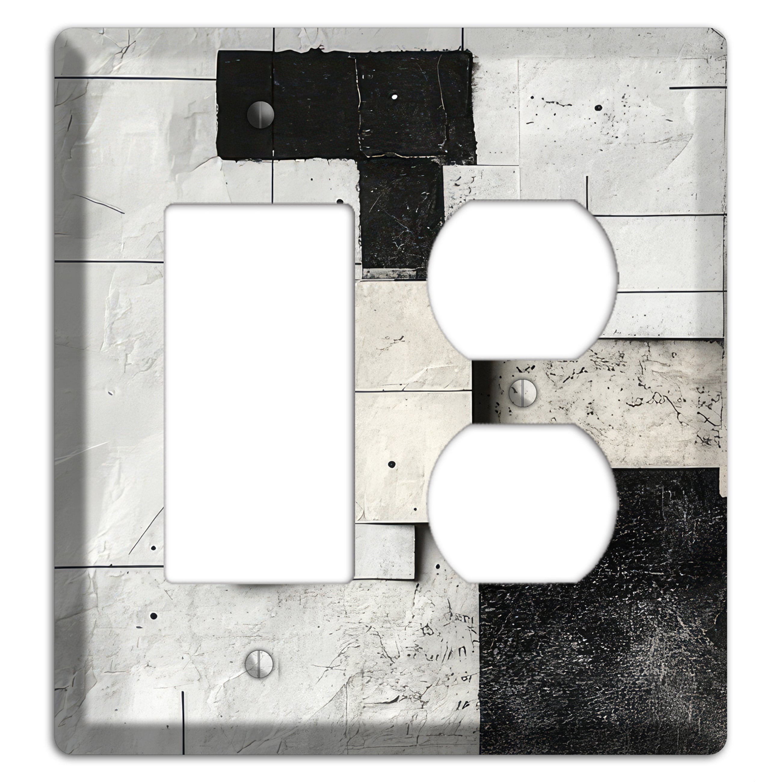 Torn Blueprint Collage Rocker / Duplex Wallplate