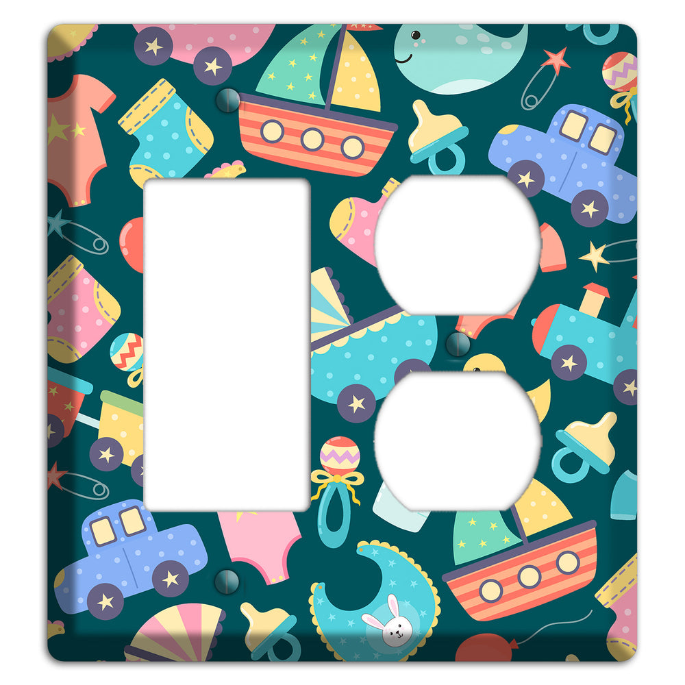 Baby Parade (Teal) Rocker / Duplex Wallplate