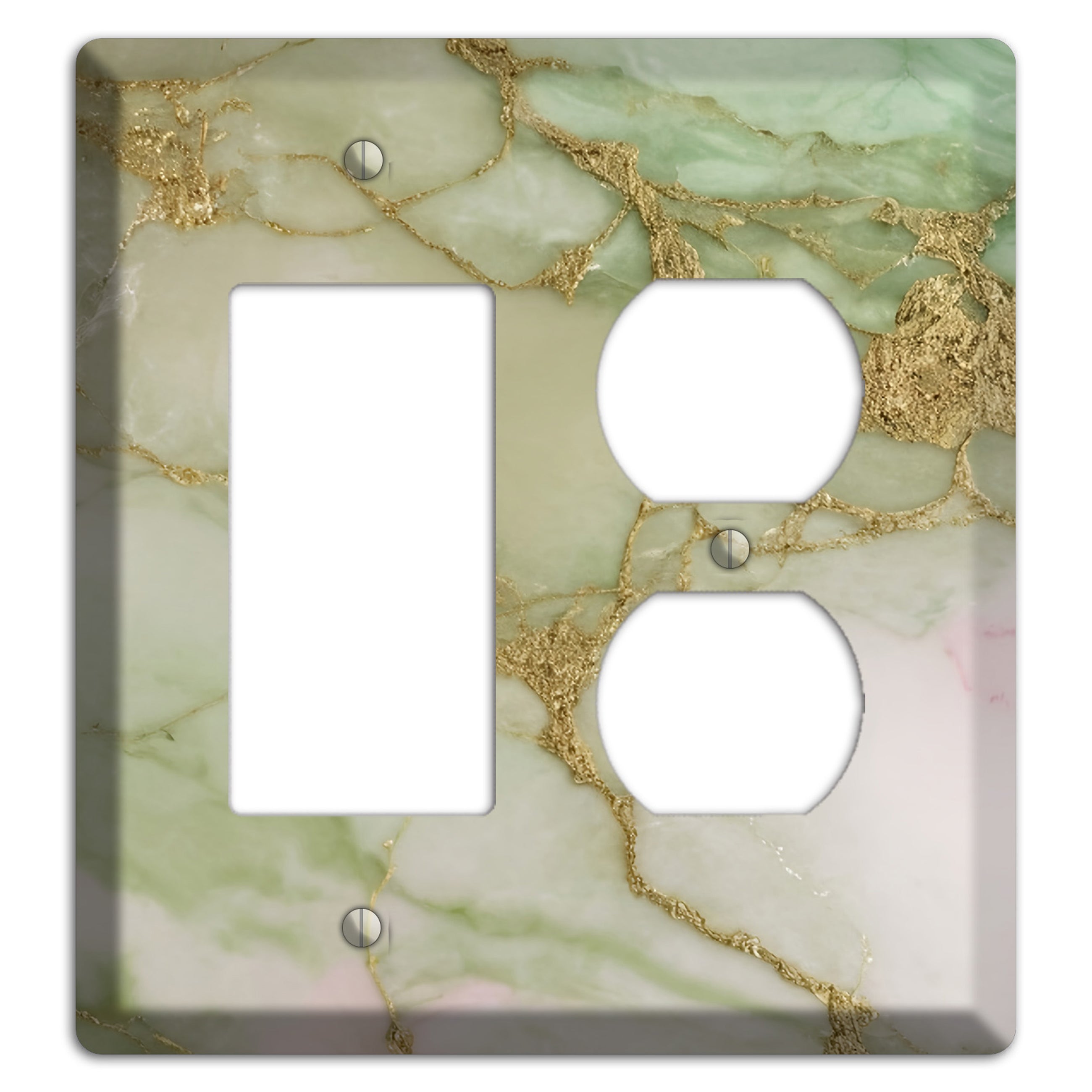 Swamp Green Marble Rocker / Duplex Wallplate